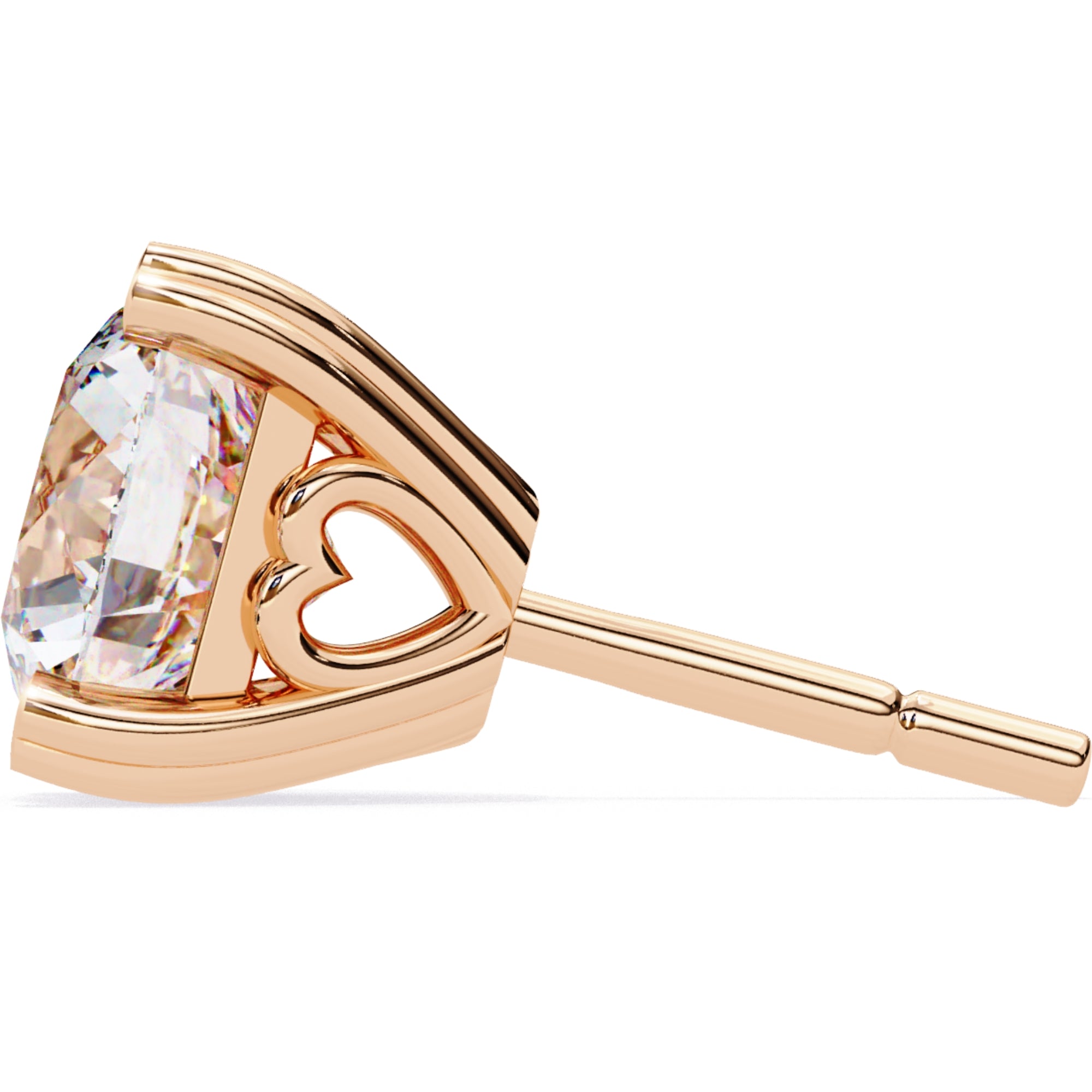 Cercei Stud Solitaire Heart din Aur 14k cu Moissanite de 2.57 ct