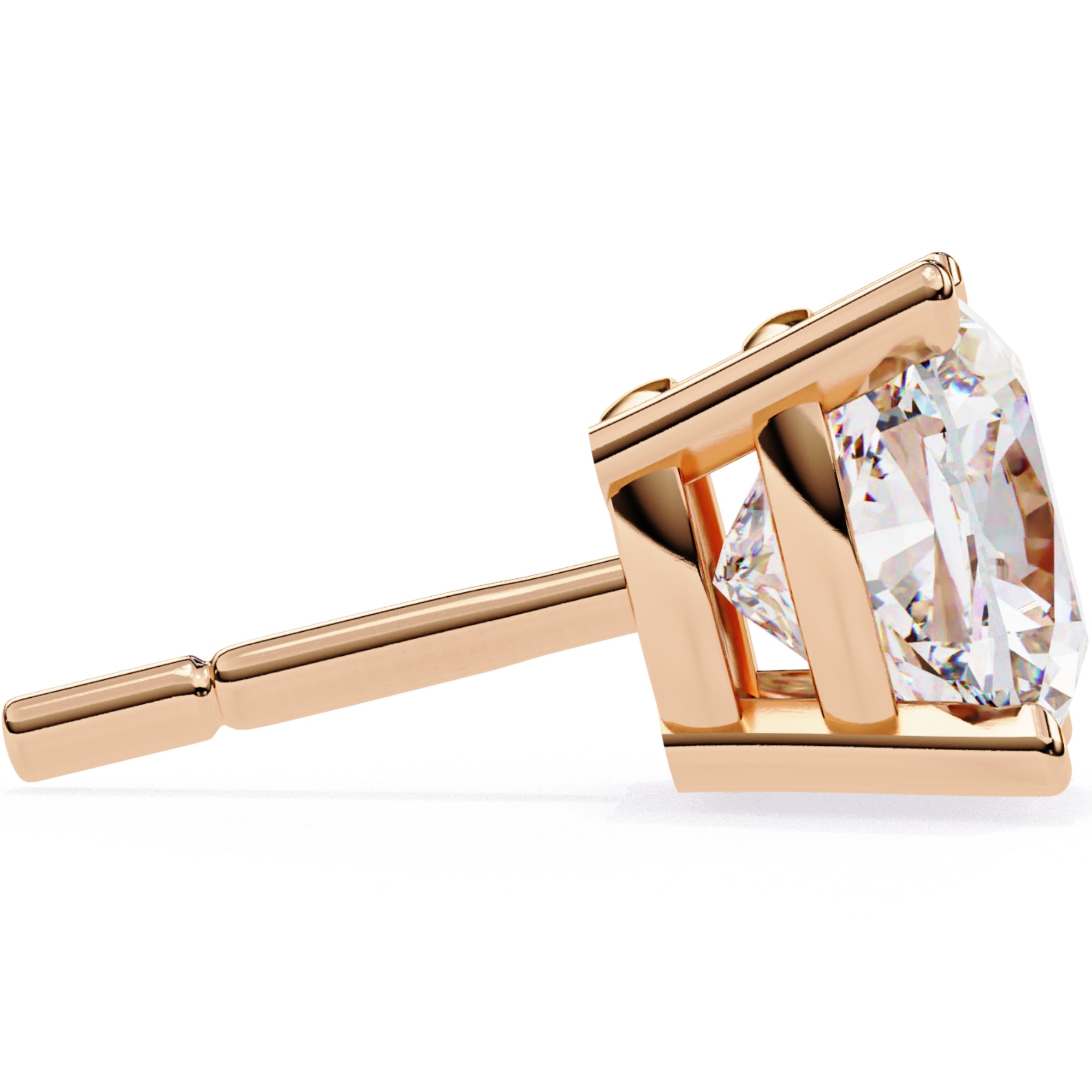 Cercei Stud Majestic cu Moissanite Tăietură Briliant de 2.5 ct din 18K Aur Roz - Castelo.ro