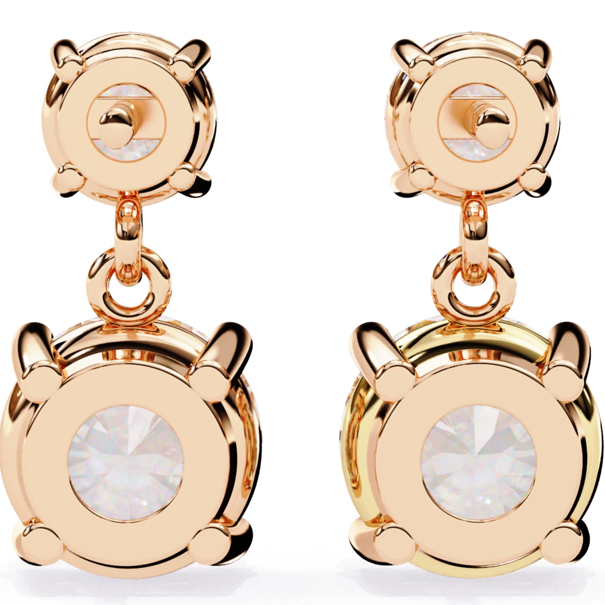 Cercei Drop Stud Cu Diamante Naturale Tăietură Briliant de 3.7 ct din 18K Aur Roz - Castelo.ro