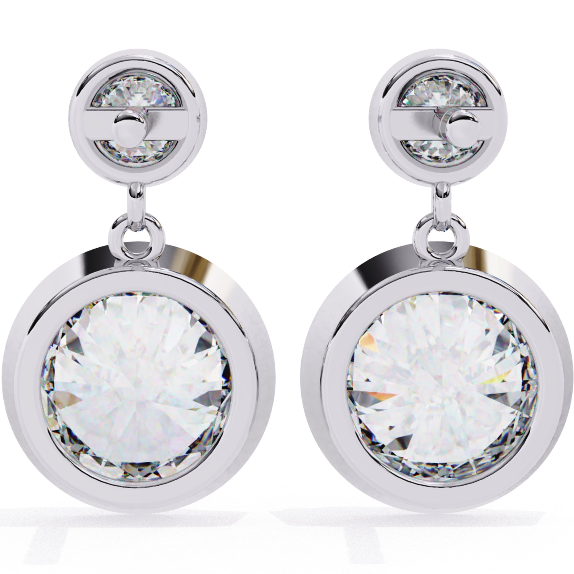 Cercei Solitaire Bezel Drop cu Diamante Create în Laborator de 1.83 ct din - Castelo.ro