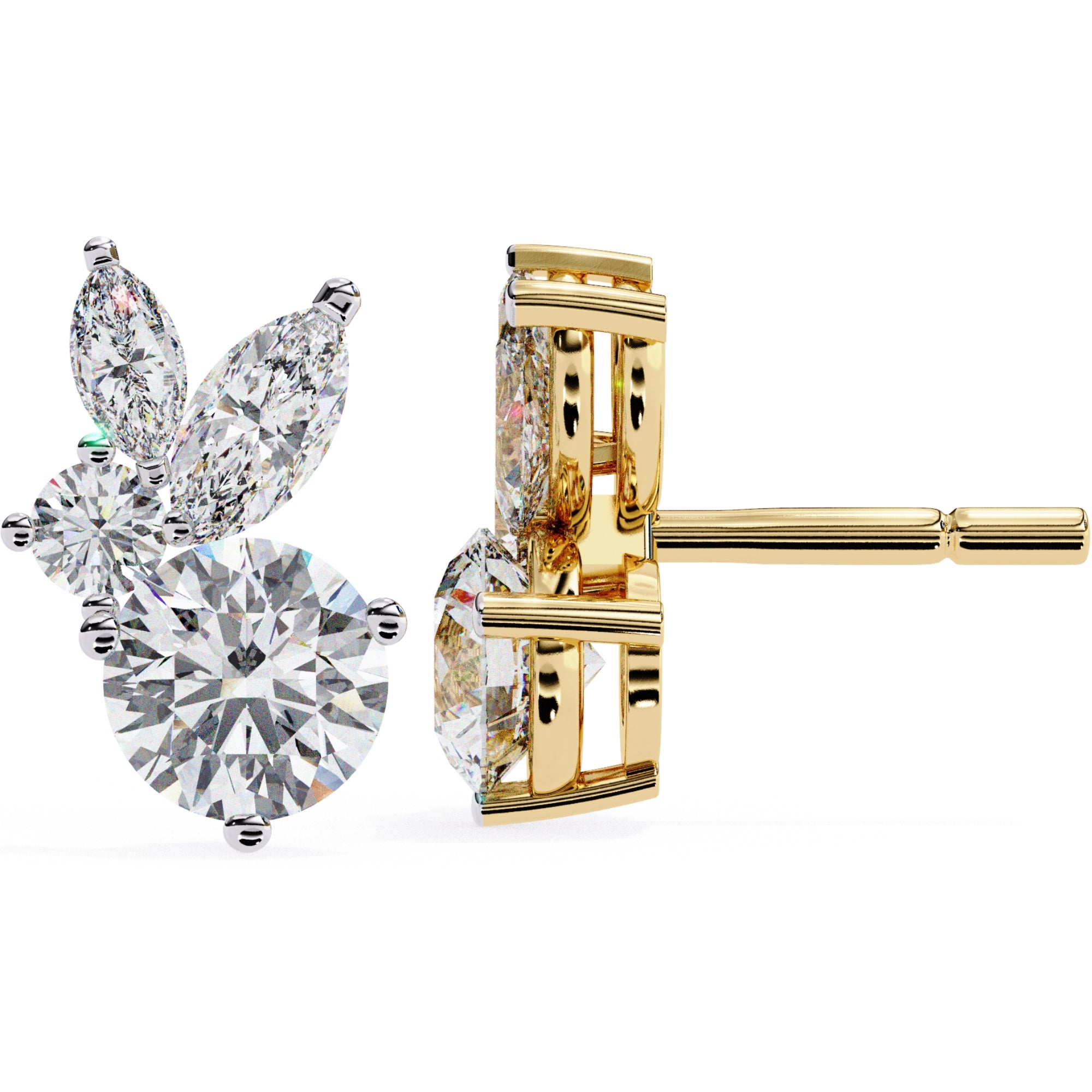 Cercei Stud Efemeri din Aur 14k cu Moissanite de 0.68 ct