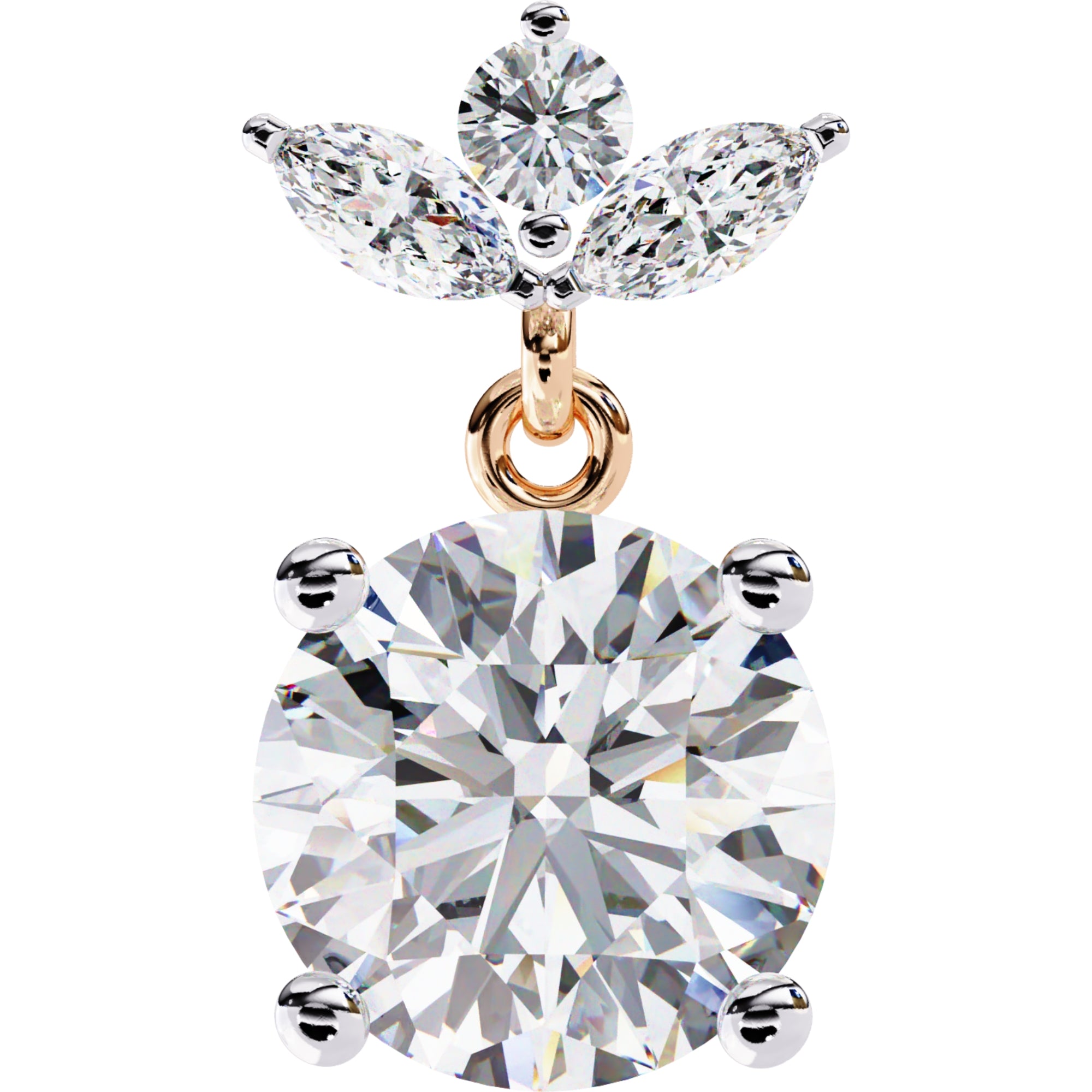 Cercei Stud Royal Solitaire Drop din Aur 14k cu Moissanite de 2.02 ct