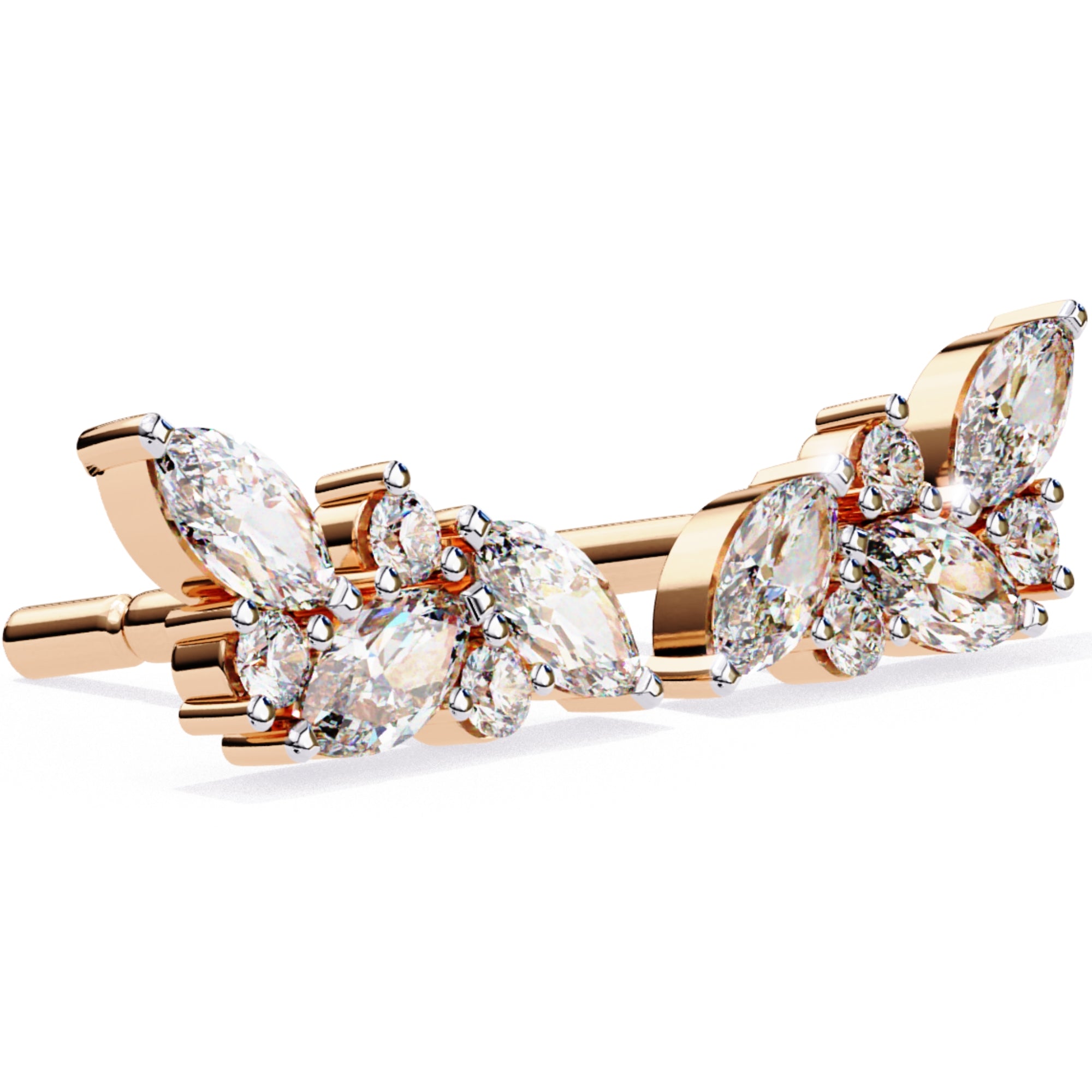 Cercei Stud Floral Branch din Aur 14k cu Diamante Create în Laborator de 0.35 ct din 14K Aur Roz - Castelo.ro