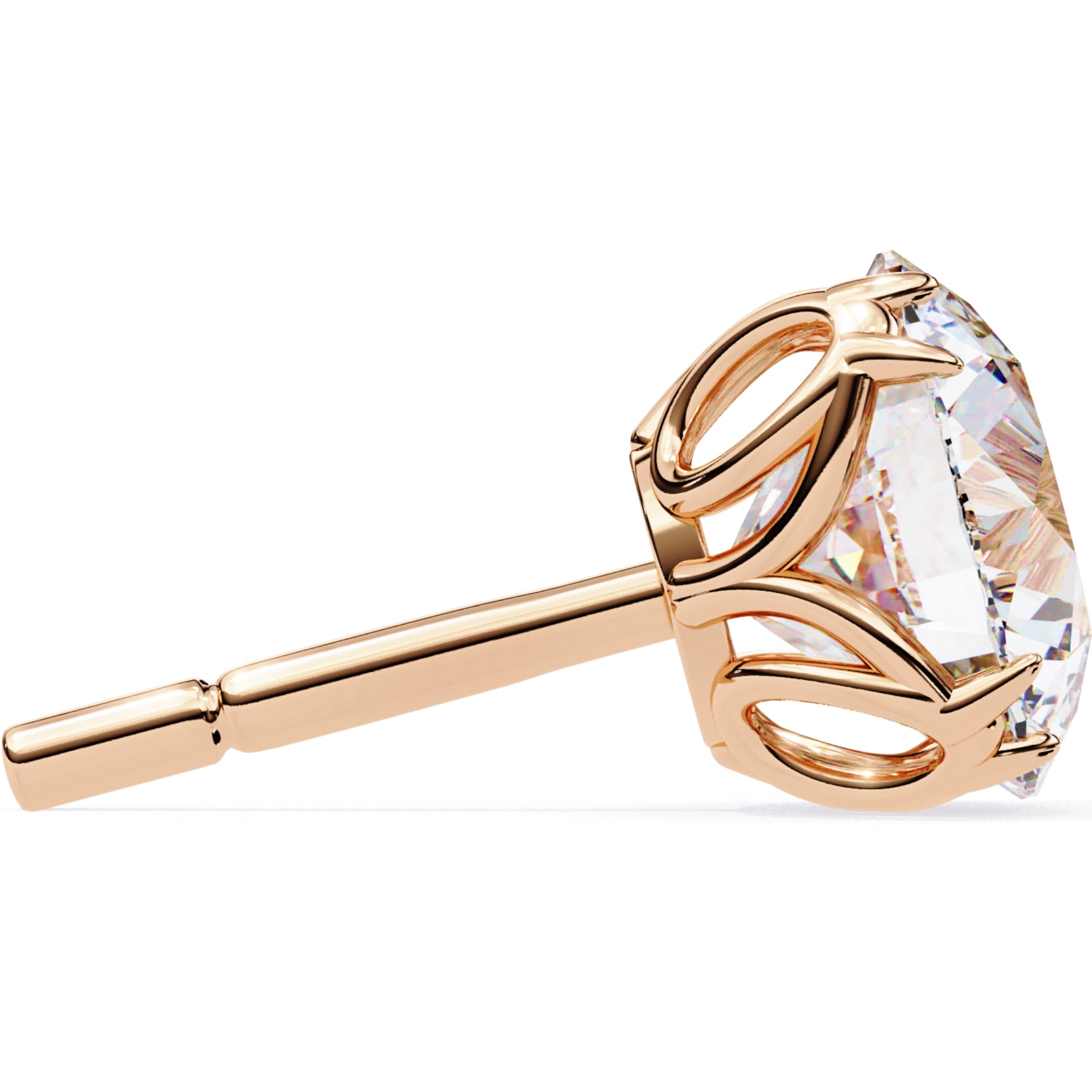 Cercei Stud Excalibur cu Moissanite Tăietură Briliant de 2.5 ct din 18K Aur Roz - Castelo.ro