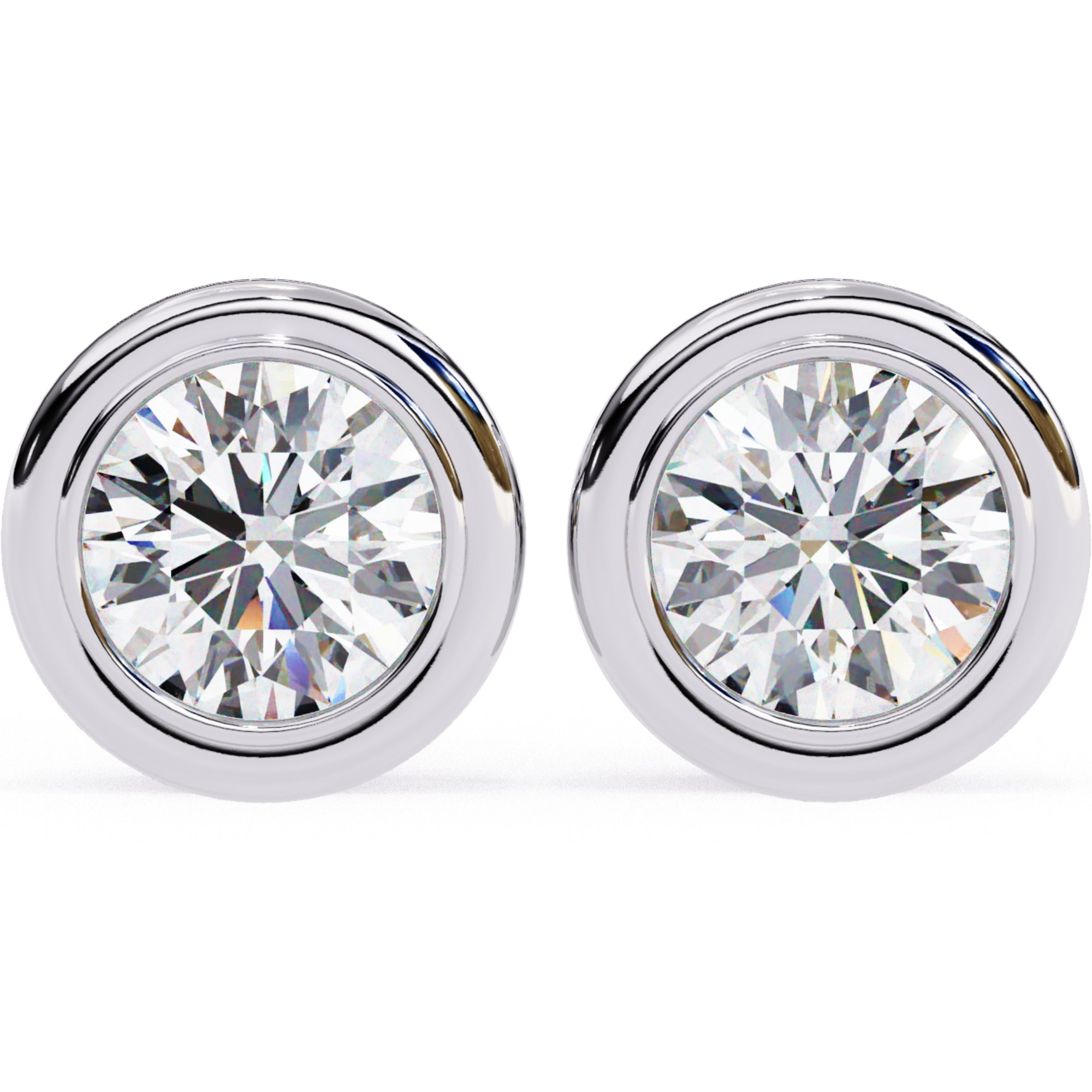 Cercei Stud Bezel din Aur 14k cu Moissanite Tăietură Briliant de 2.5 ct din 14K Aur Alb - Castelo.ro
