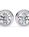 Cercei Stud Bezel din Aur 14k cu Moissanite Tăietură Briliant de 2.5 ct din 14K Aur Alb - Castelo.ro