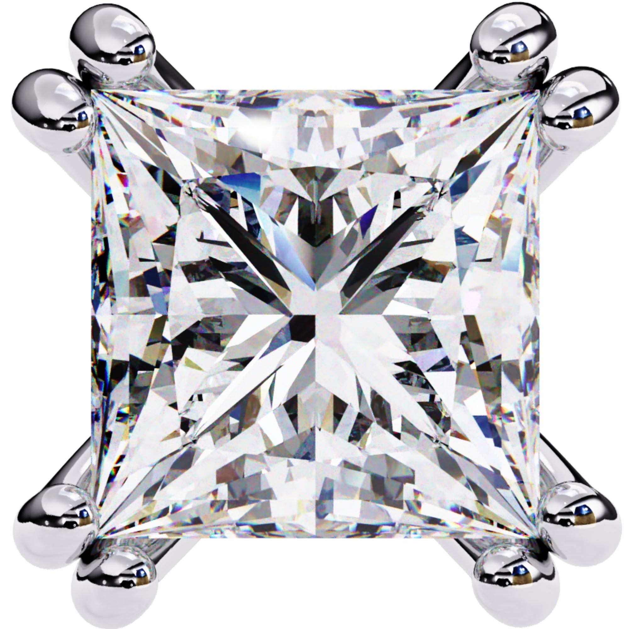 Cercei Stud Lumiere din Aur 14k cu Moissanite Tăietură Princess de 3 ct din 14K Aur Alb - Castelo.ro