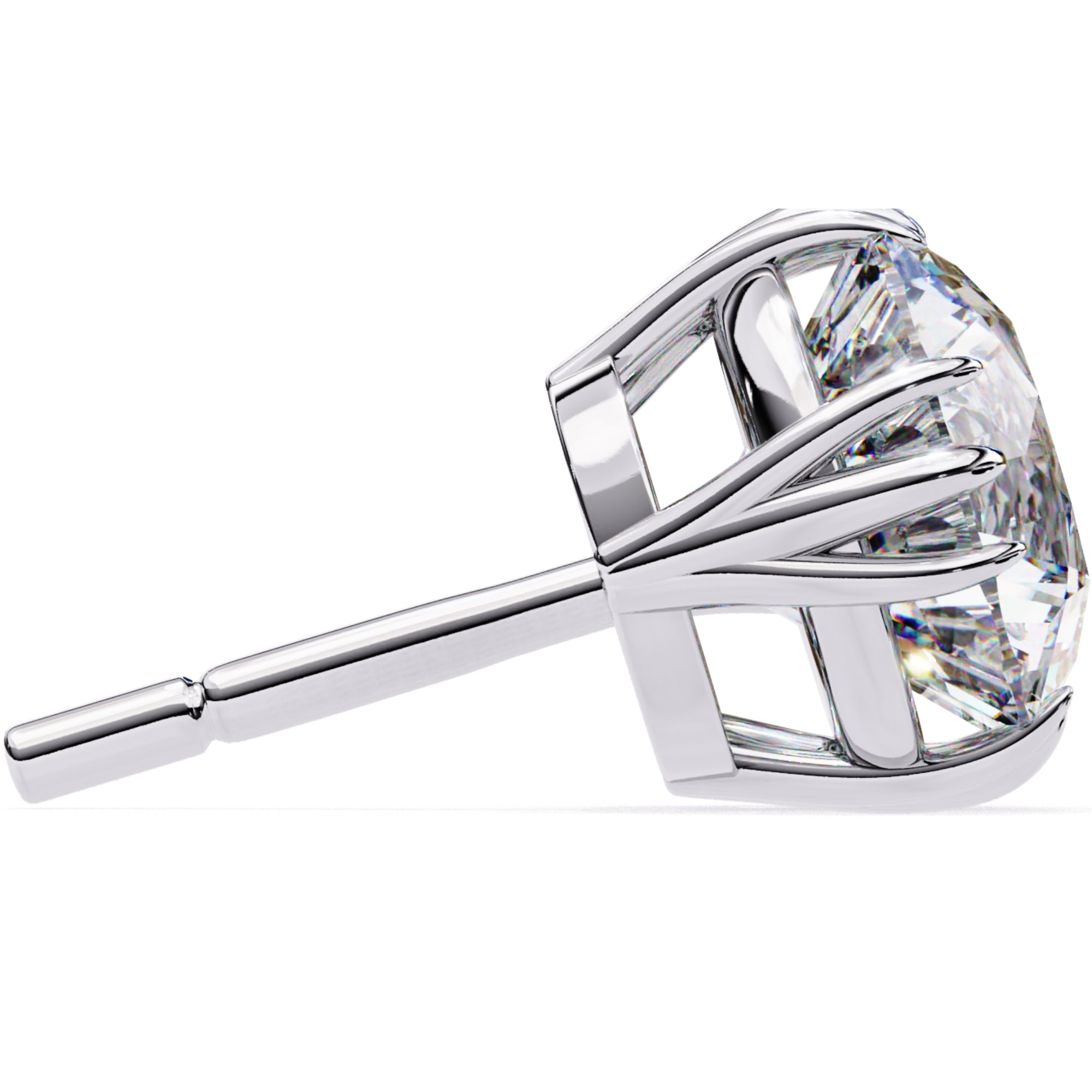 Cercei Stud Imperial din Aur 14k cu Moissanite Tăietură Briliant de 2.8 ct din 14K Aur Alb - Castelo.ro