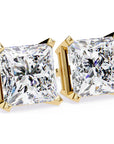 Cercei Stud Imperial din Aur 14k cu Moissanite Tăietură Princess de 3 ct din 14K Aur Galben - Castelo.ro