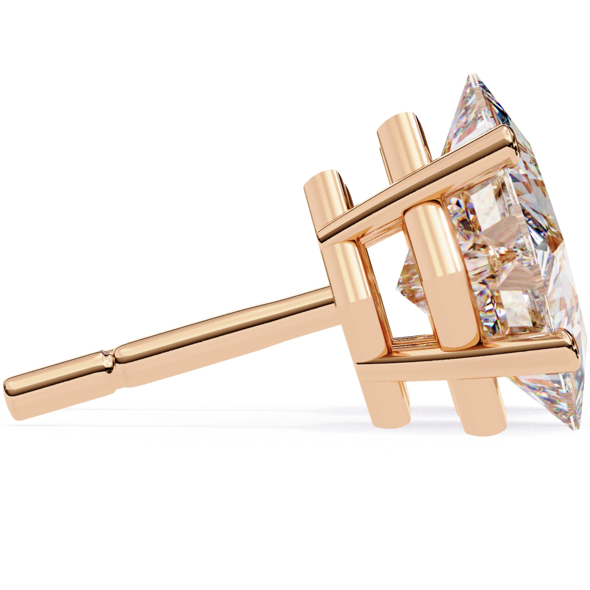 Cercei Stud Cu Diamante Naturale Tăietură Princess de 2 ct din - Castelo.ro