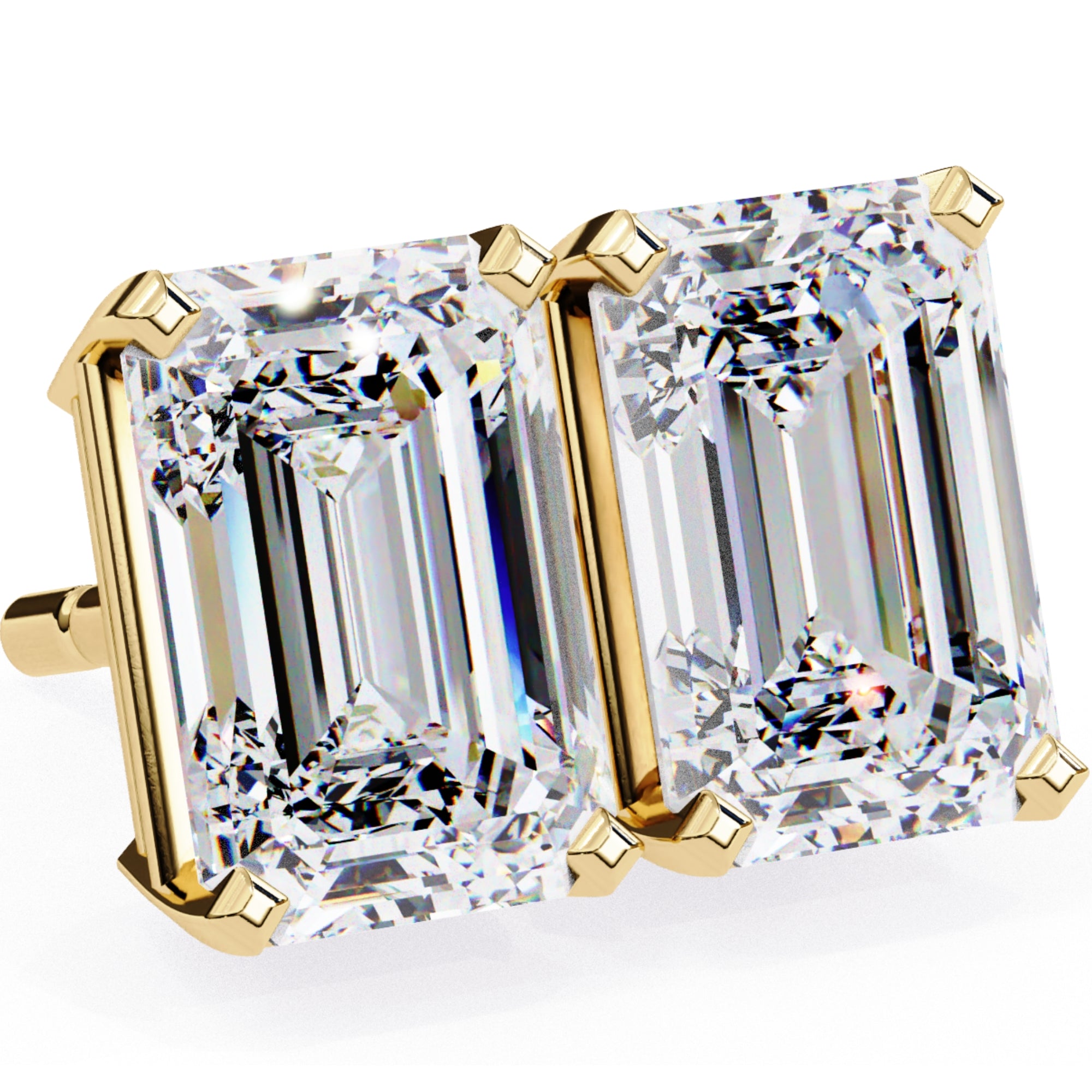 Cercei Stud Noble din Aur 14k cu Moissanite Tăietură Emerald de 2.4 ct