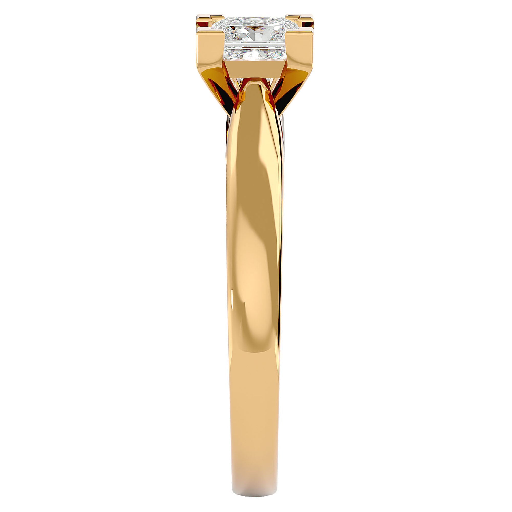 Inel de Logodnă cu Diamant Creat în Laborator Tăietură Princess de 0.65 ct din 18k Aur Galben - Castelo.ro