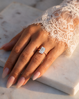 Inel de Logodnă Rachelle din Aur 18k cu Moissanite Emerald de 3 ct din 18k Aur Roz - Castelo.ro