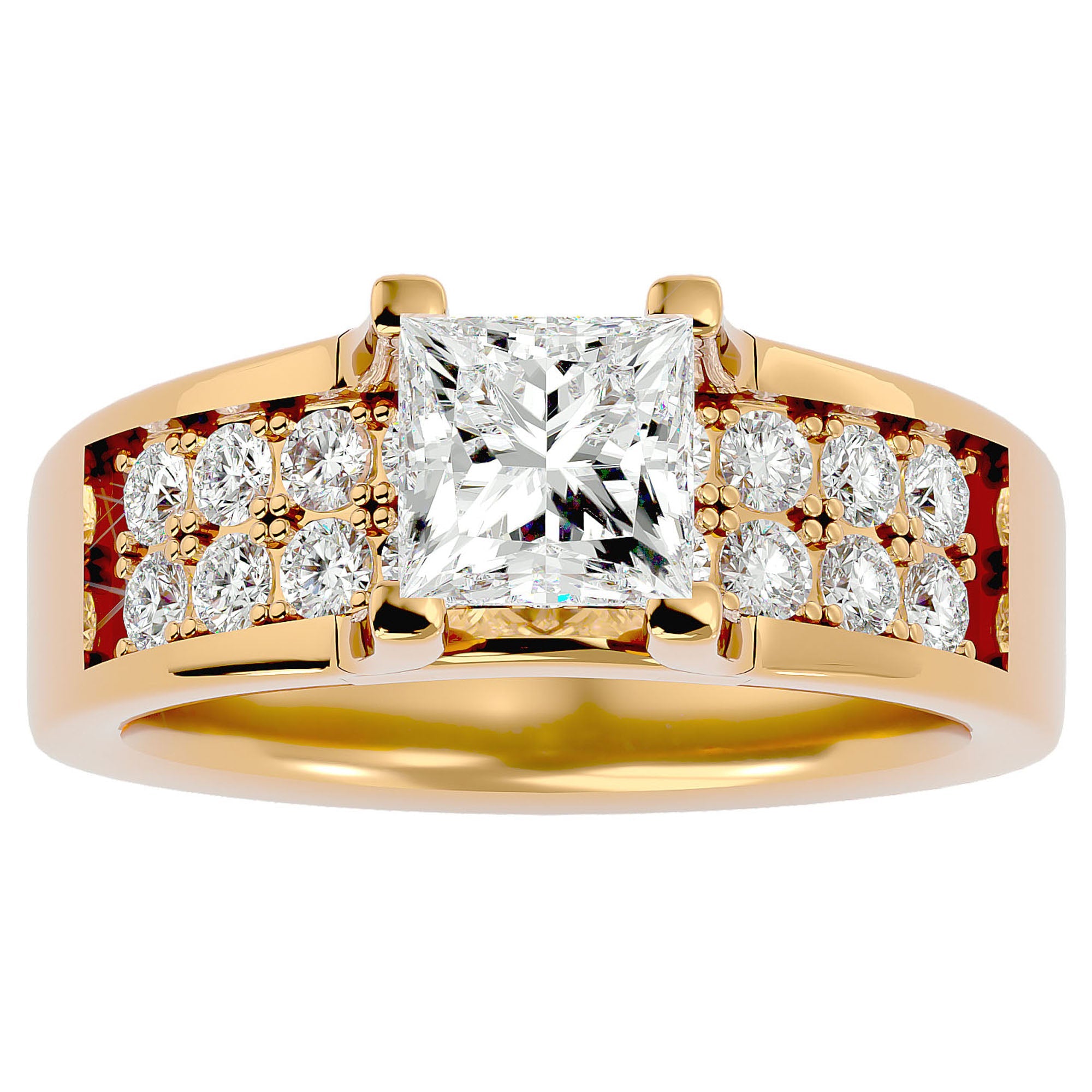 Inel Roqueford din Aur 14k cu Diamante Create în Laborator Tăietură Princess de 2.21 ct din 14k Aur Galben - Castelo.ro