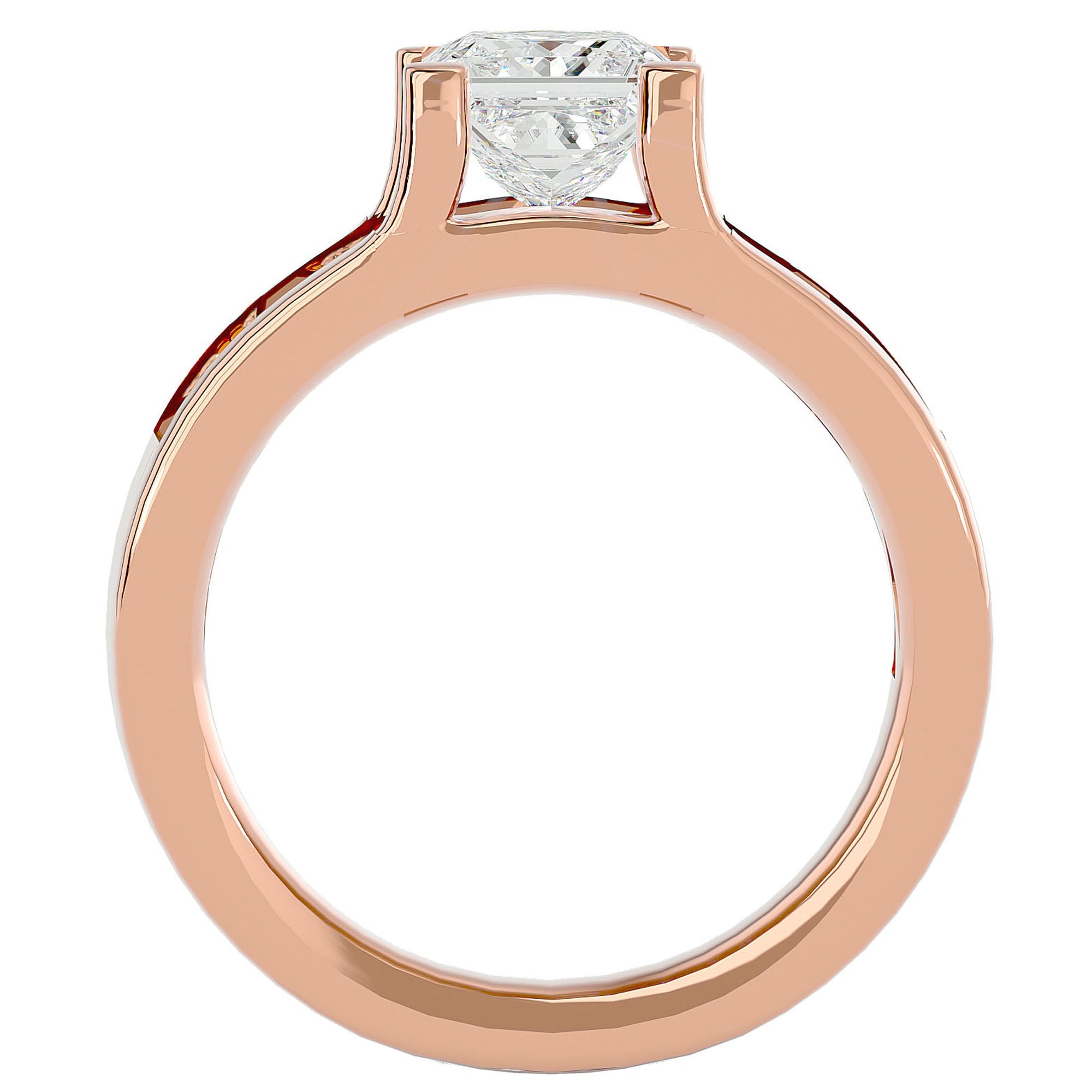 Inel Roqueford din Aur 14k cu Diamante Create în Laborator Tăietură Princess de 2.21 ct din 14k Aur Roz - Castelo.ro