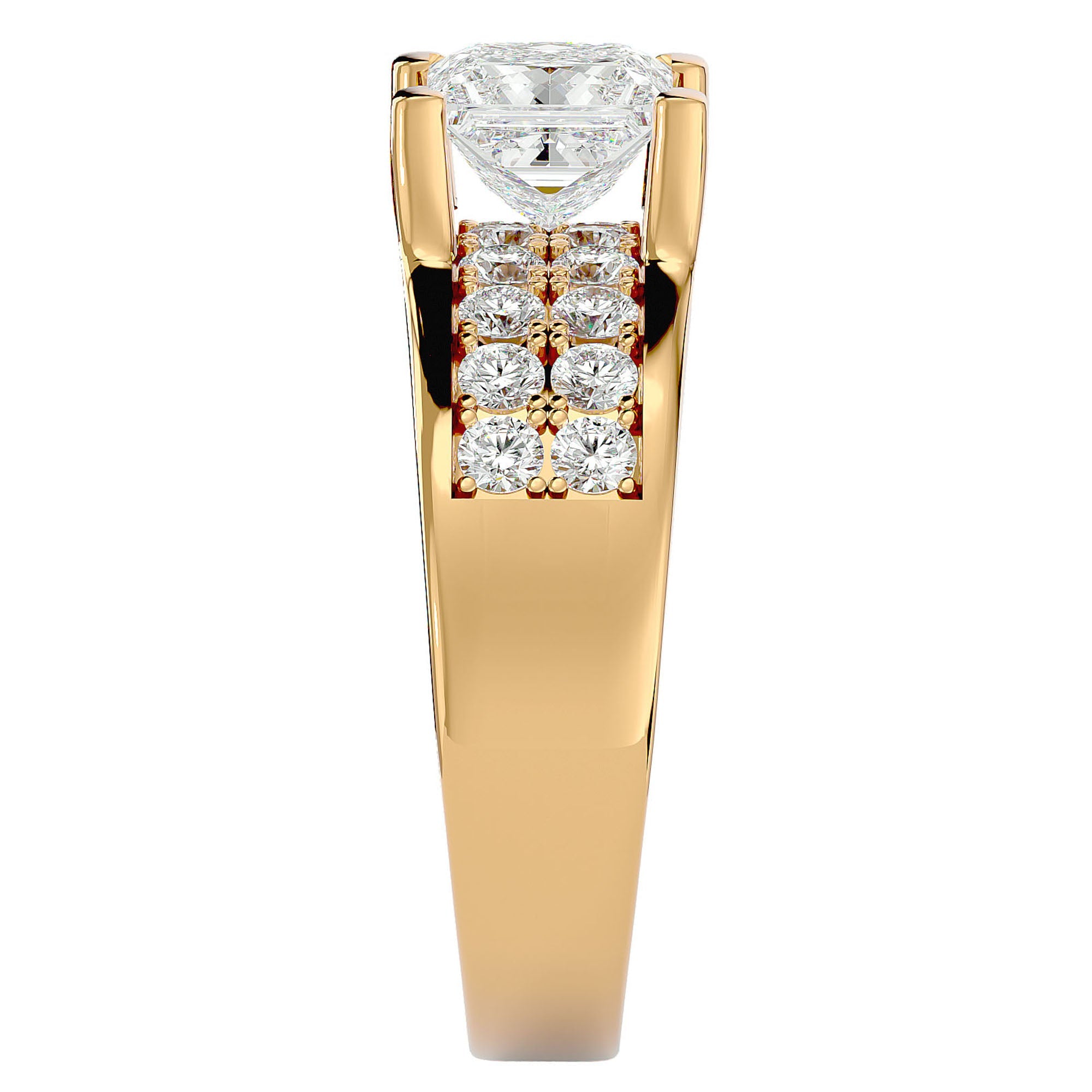 Inel Roqueford din Aur 14k cu Diamante Create în Laborator Tăietură Princess de 2.21 ct din 14k Aur Galben - Castelo.ro