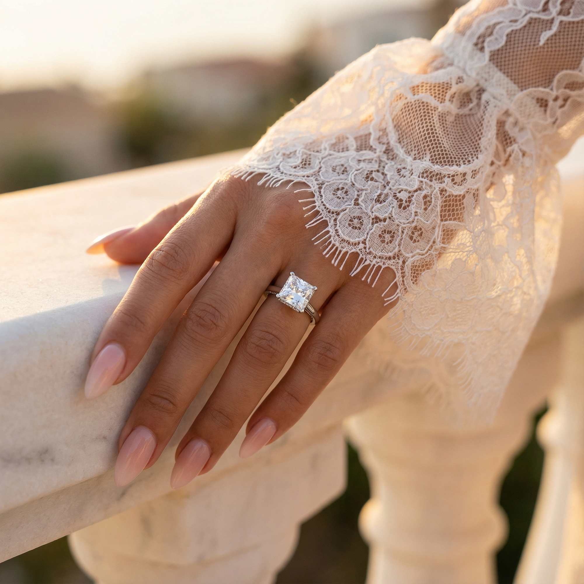 Inel de Logodnă Solitaire din Aur 18k cu Diamant Creat în Laborator Princess de 2.15 ct din Platina - Castelo.ro