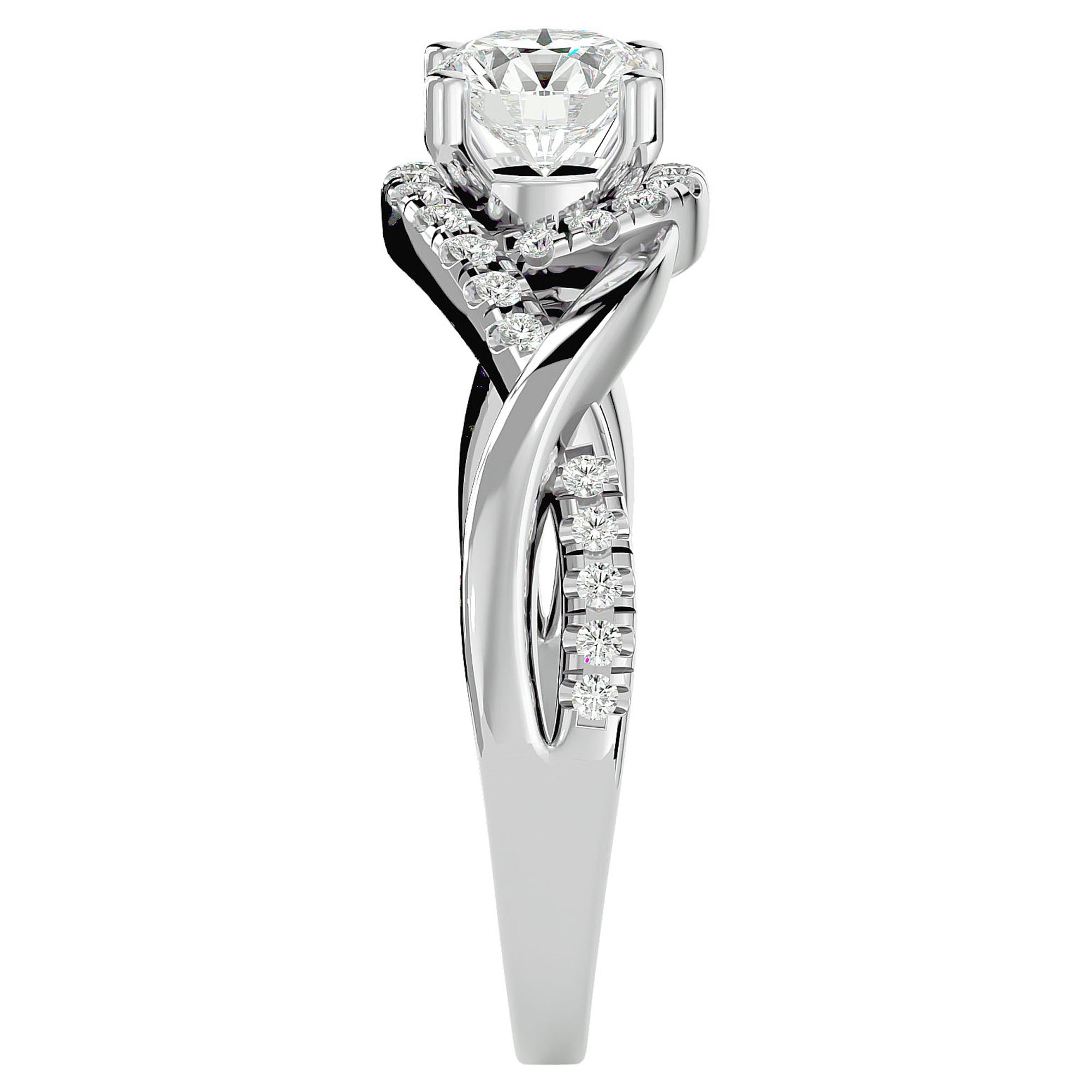 Inel de Logodnă Portofino Solitaire Pavé din Aur 14k cu Diamante Create în Laborator de 1 ct din 14k Aur Alb - Castelo.ro