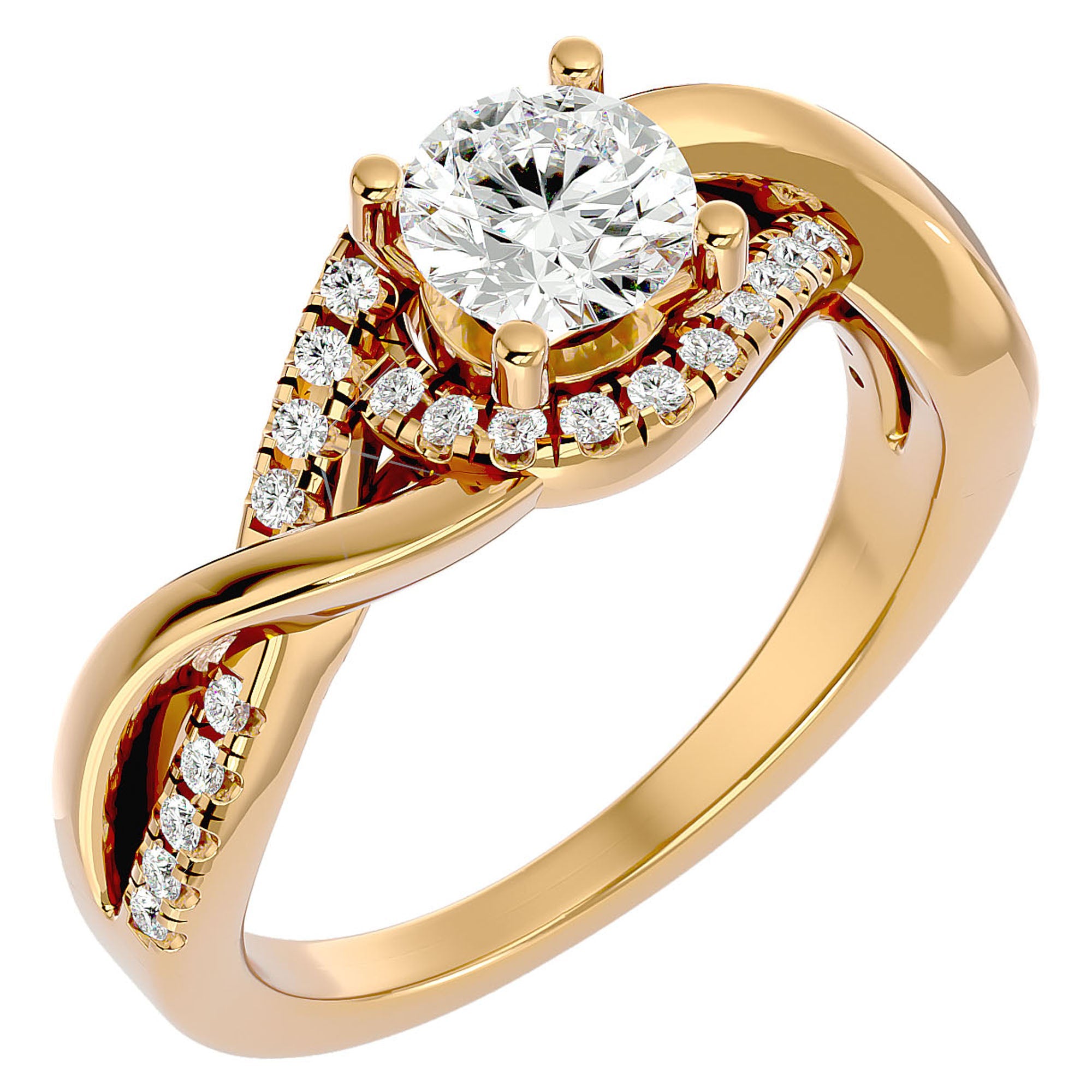 Inel de Logodnă Portofino Solitaire Pavé din Aur 14k cu Diamante Create în Laborator de 1 ct din 14k Aur Galben - Castelo.ro