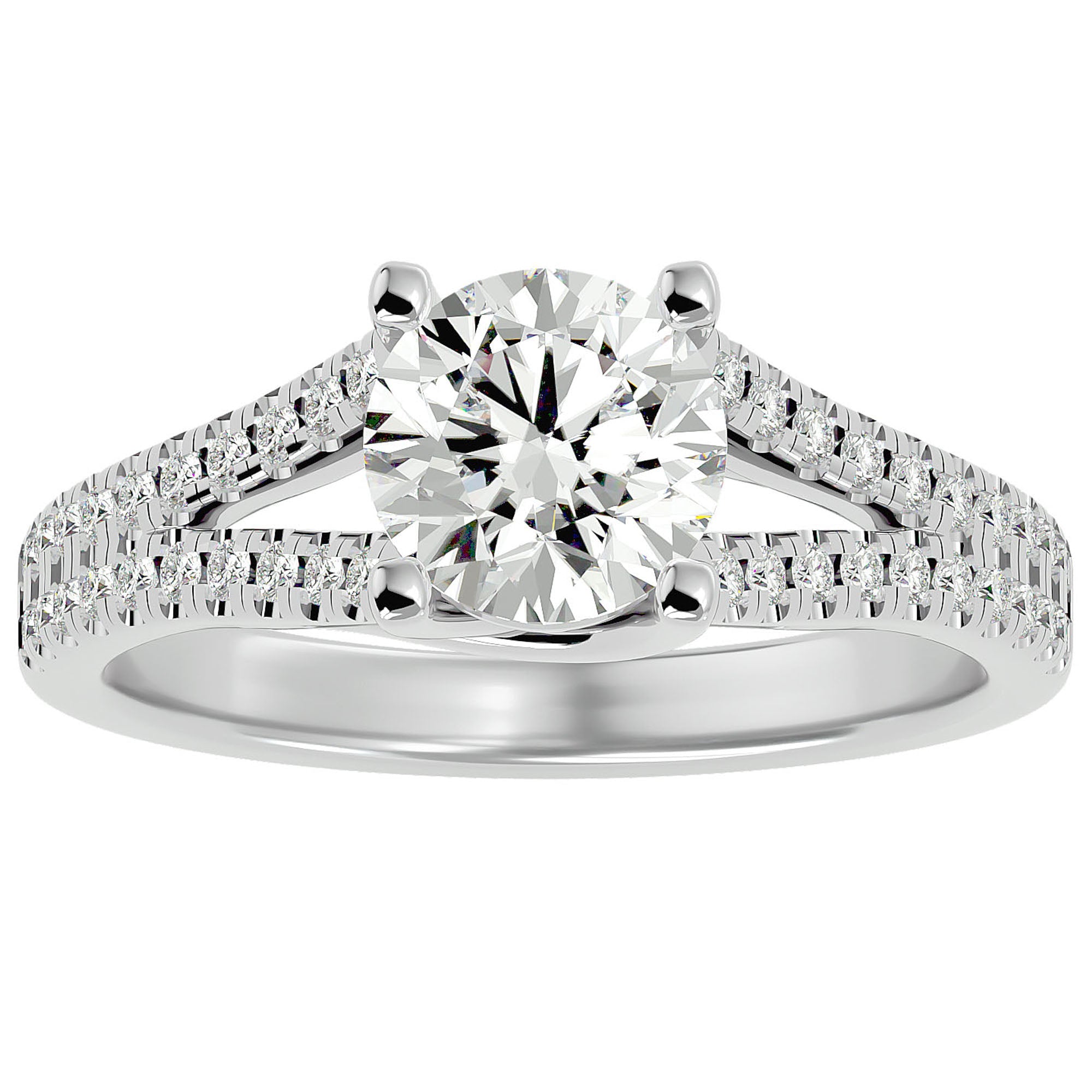 Inel de Logodnă cu Moissanite Tăietură Rotund Brilliant de 1.66 ct din Platina - Castelo.ro