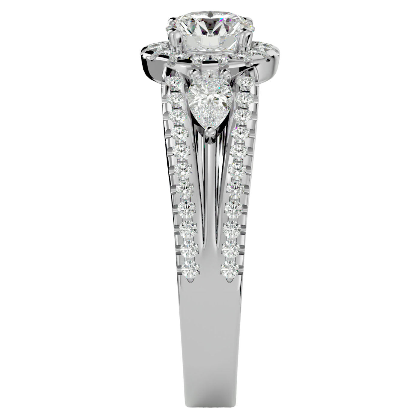 Inel de Logodnă Vintage cu Trei Moissanite Pavè de 1.43 ct din Platina - Castelo.ro