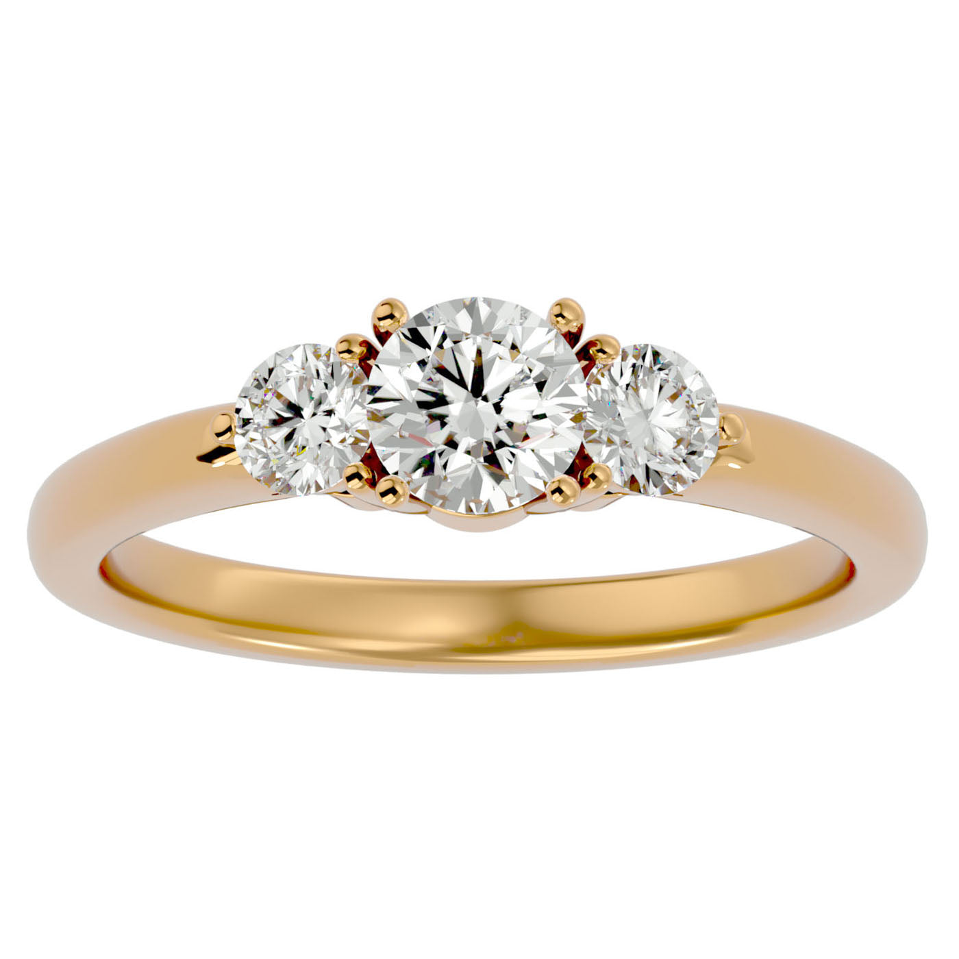 Inel de Logodnă Yvonne cu Trei Moissanite de 0.88 ct din 18k Aur Galben - Castelo.ro