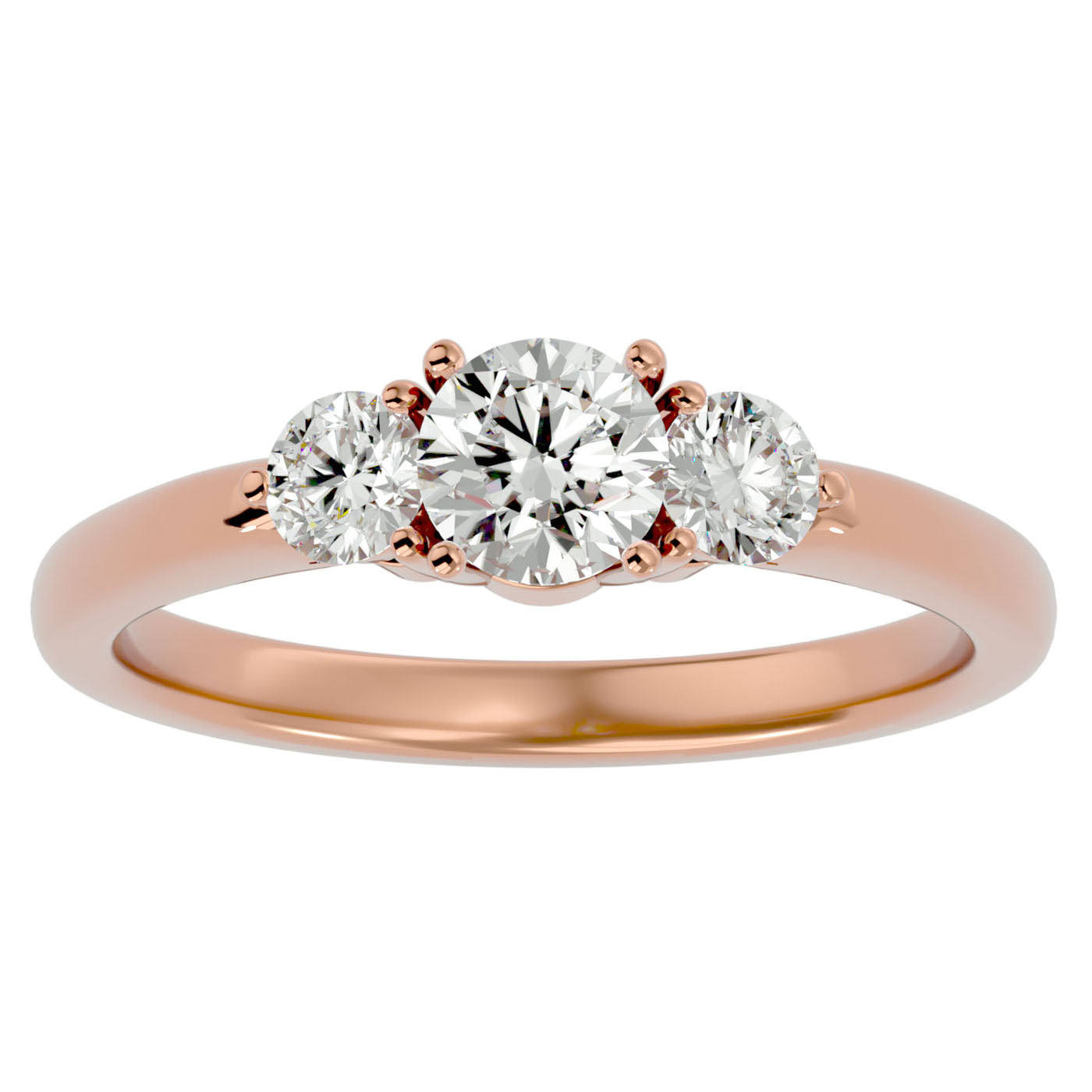 Inel de Logodnă Yvonne cu Trei Moissanite de 0.88 ct din 18k Aur Roz - Castelo.ro