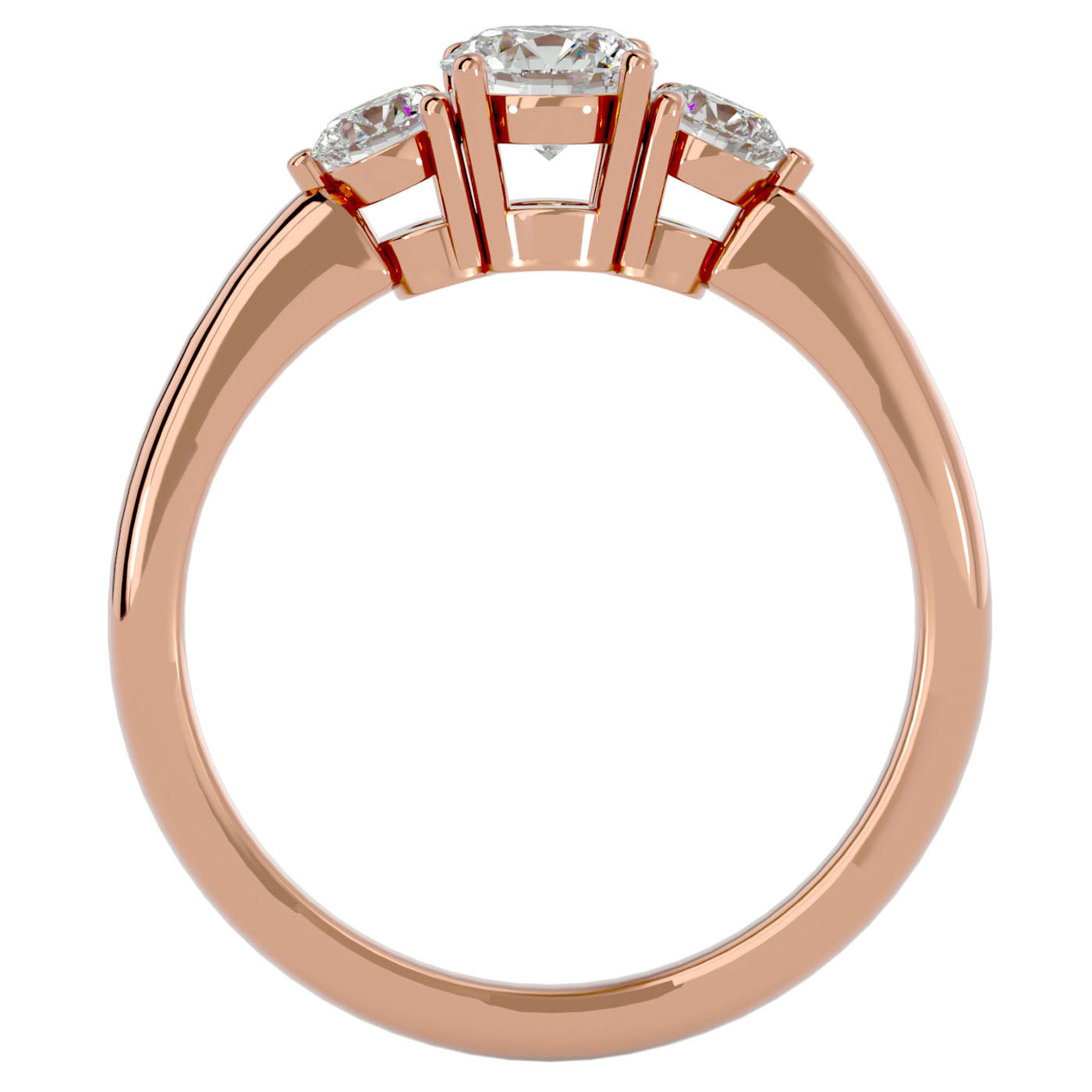 Inel de Logodnă Yvonne cu Trei Moissanite de 0.88 ct din 18k Aur Roz - Castelo.ro