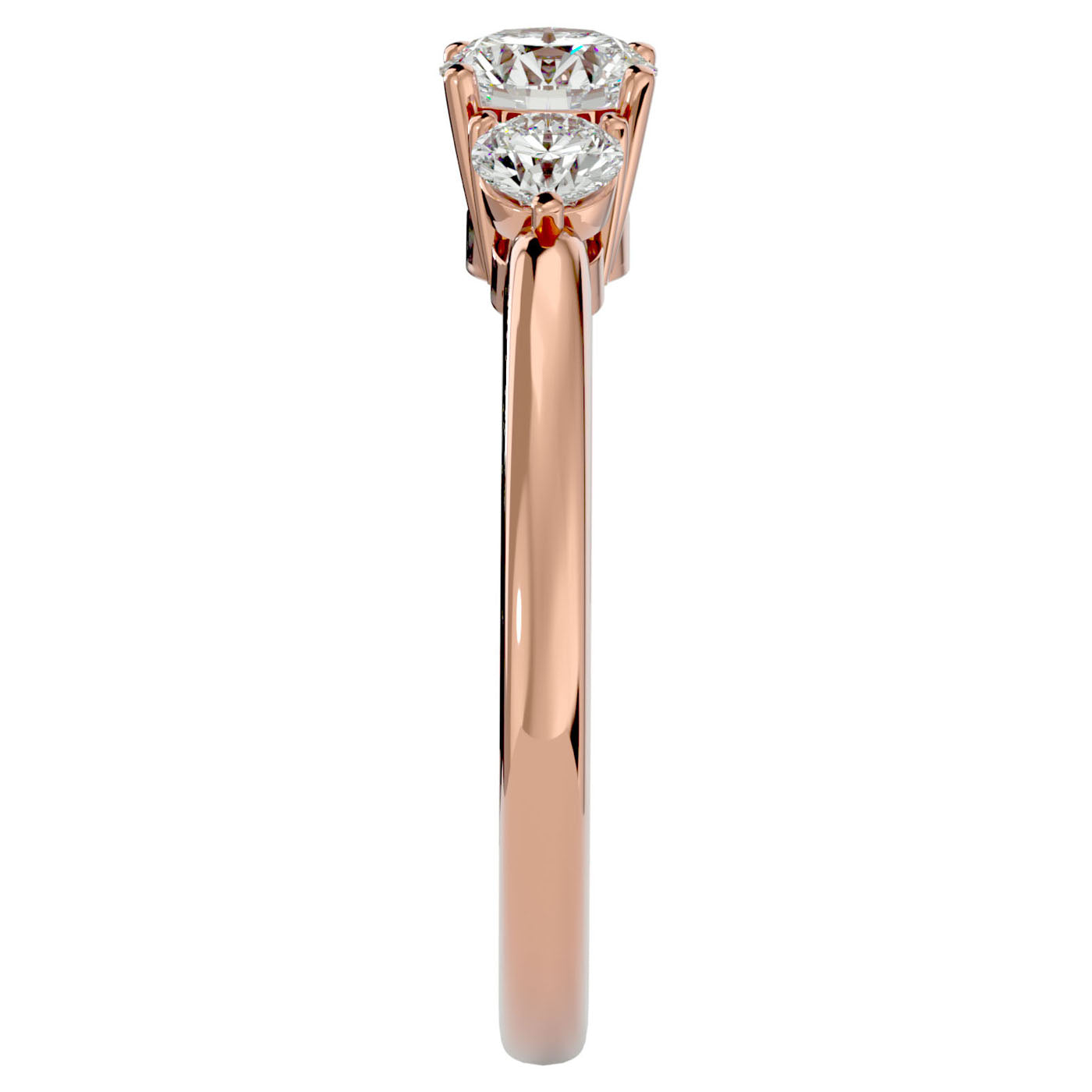 Inel de Logodnă Yvonne cu Trei Moissanite de 0.88 ct din 18k Aur Roz - Castelo.ro