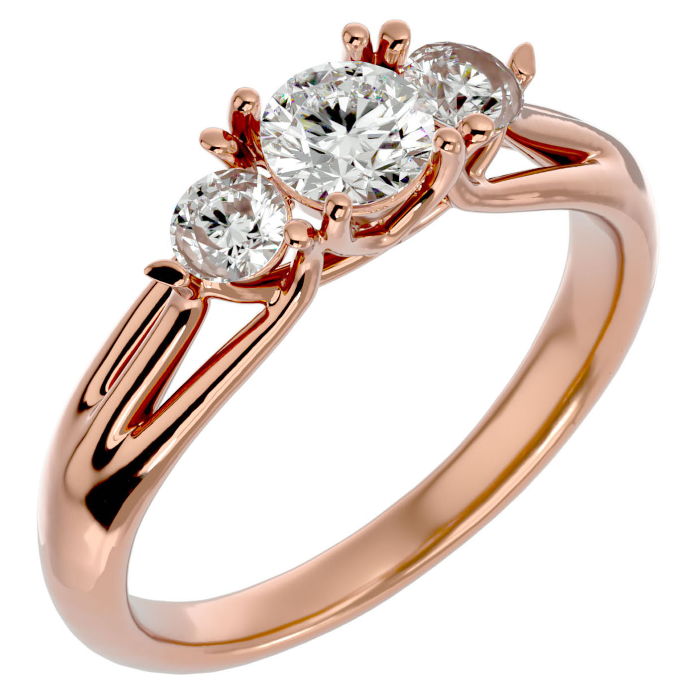 Inel de Logodnă Valérie cu Trei Moissanite de 0.97 ct din 18k Aur Roz - Castelo.ro