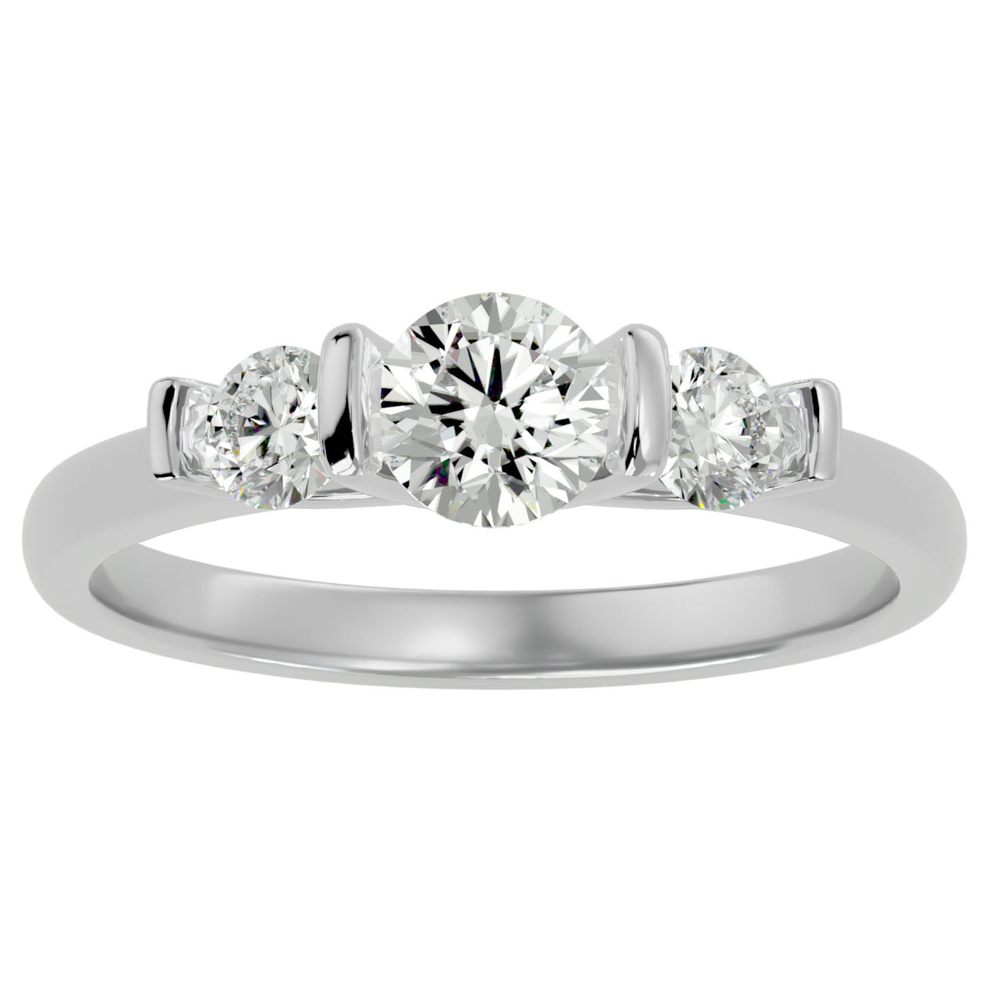 Inel Trei Diamante Create în Laborator Montate Unic de 0.88 ct din Platina - Castelo.ro