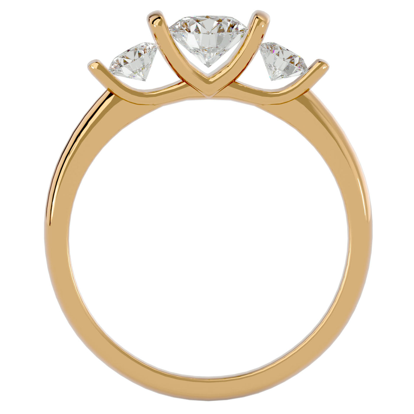 Inel Trei Diamante Create în Laborator Montate Unic de 0.88 ct din 18k Aur Galben - Castelo.ro