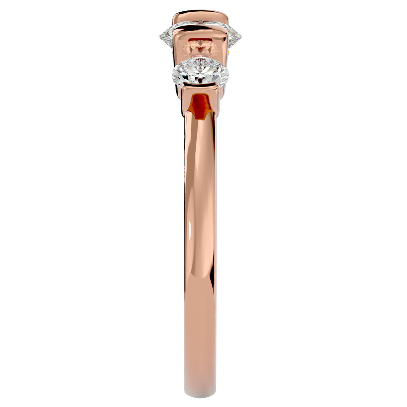 Inel Trei Diamante Create în Laborator Montate Unic de 0.88 ct din 18k Aur Roz - Castelo.ro
