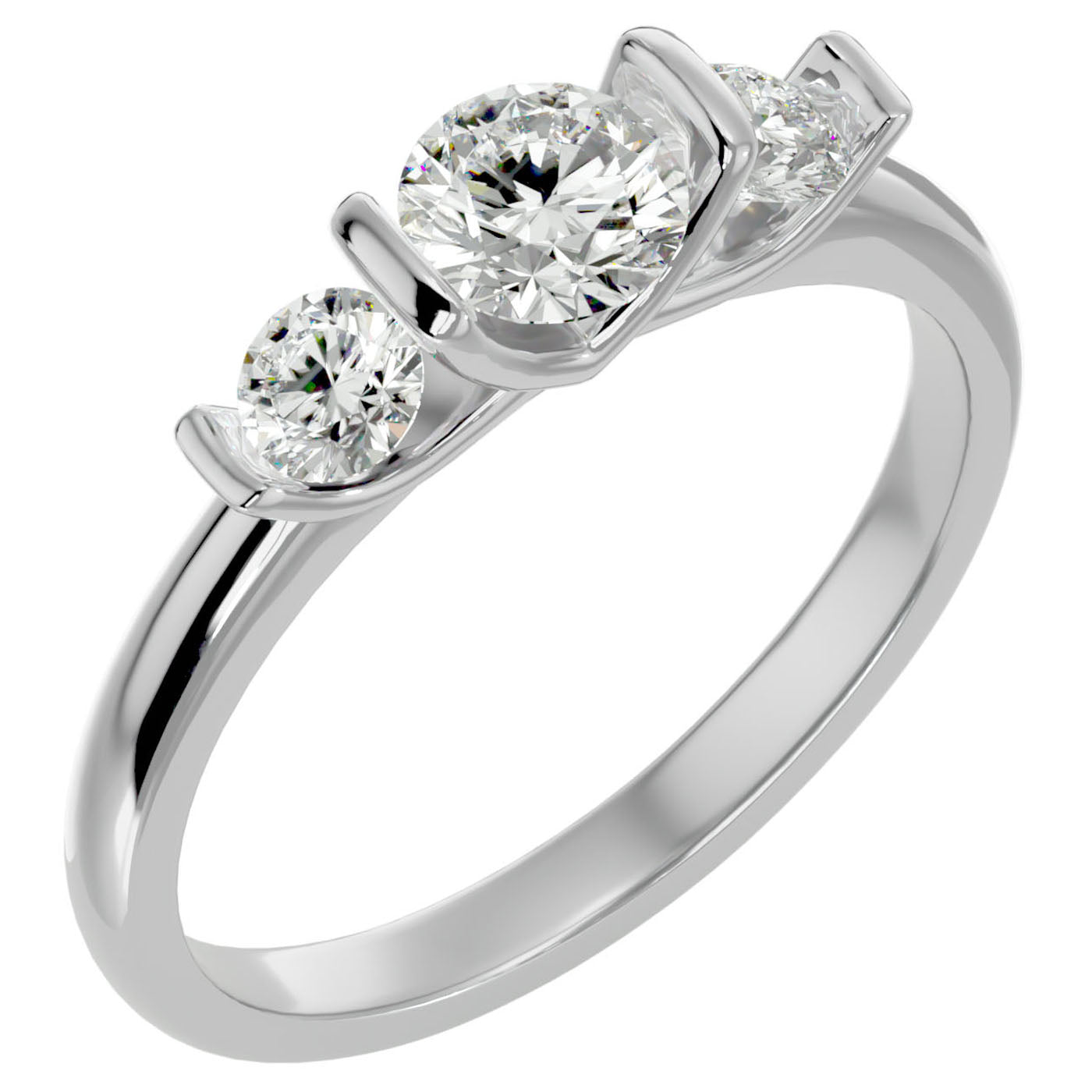 Inel Trei Diamante Create în Laborator Montate Unic de 0.88 ct din Platina - Castelo.ro