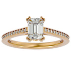 Inel de Logodnă Pavé cu Moissanite Tăietură Emerald de 1.45 ct din 18k Aur Galben - Castelo.ro