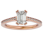 Inel de Logodnă Pavé cu Moissanite Tăietură Emerald de 1.45 ct din 18k Aur Roz - Castelo.ro