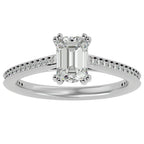 Inel de Logodnă Pavé cu Moissanite Tăietură Emerald de 1.45 ct din Platina - Castelo.ro