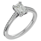 Inel de Logodnă Pavé cu Moissanite Tăietură Emerald de 1.45 ct din Platina - Castelo.ro