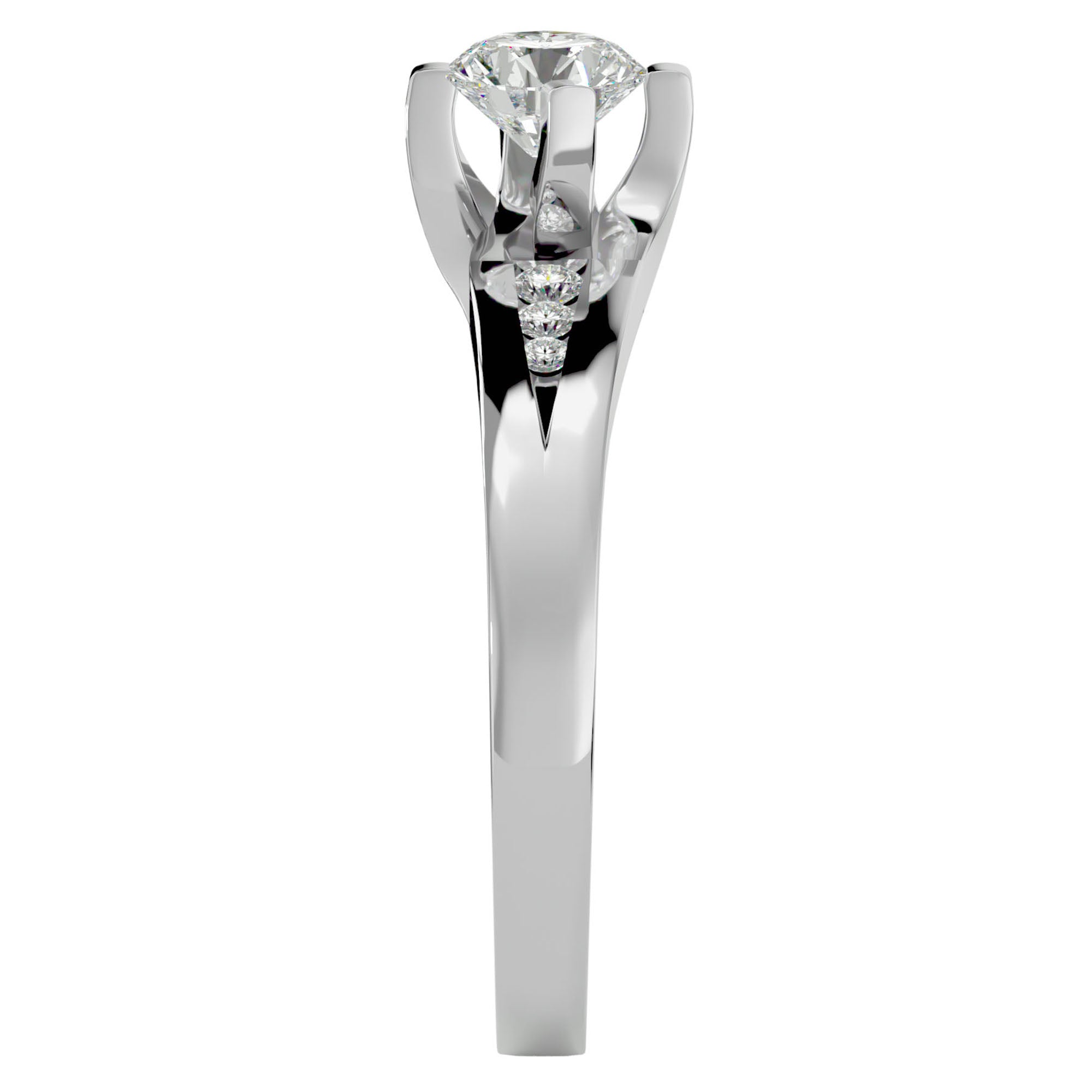 Inel Soft Pavé cu Moissanite Brilliant de 0.67 ct din Platina - Castelo.ro