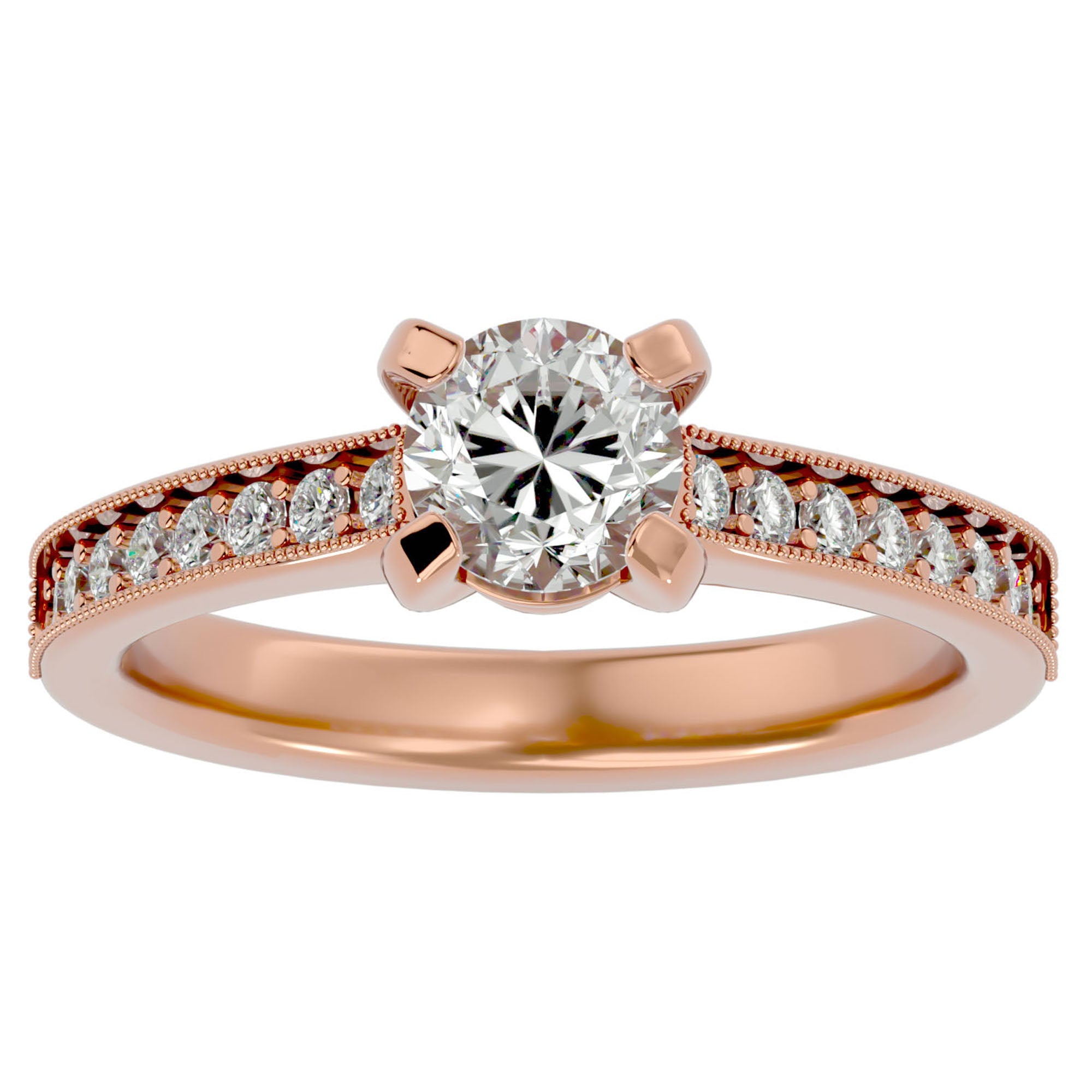 Inel de Logodnă cu Diamante Create în Laborator Solitaire Etern Pavé de 1.10 ct din 18k Aur Galben - Castelo.ro