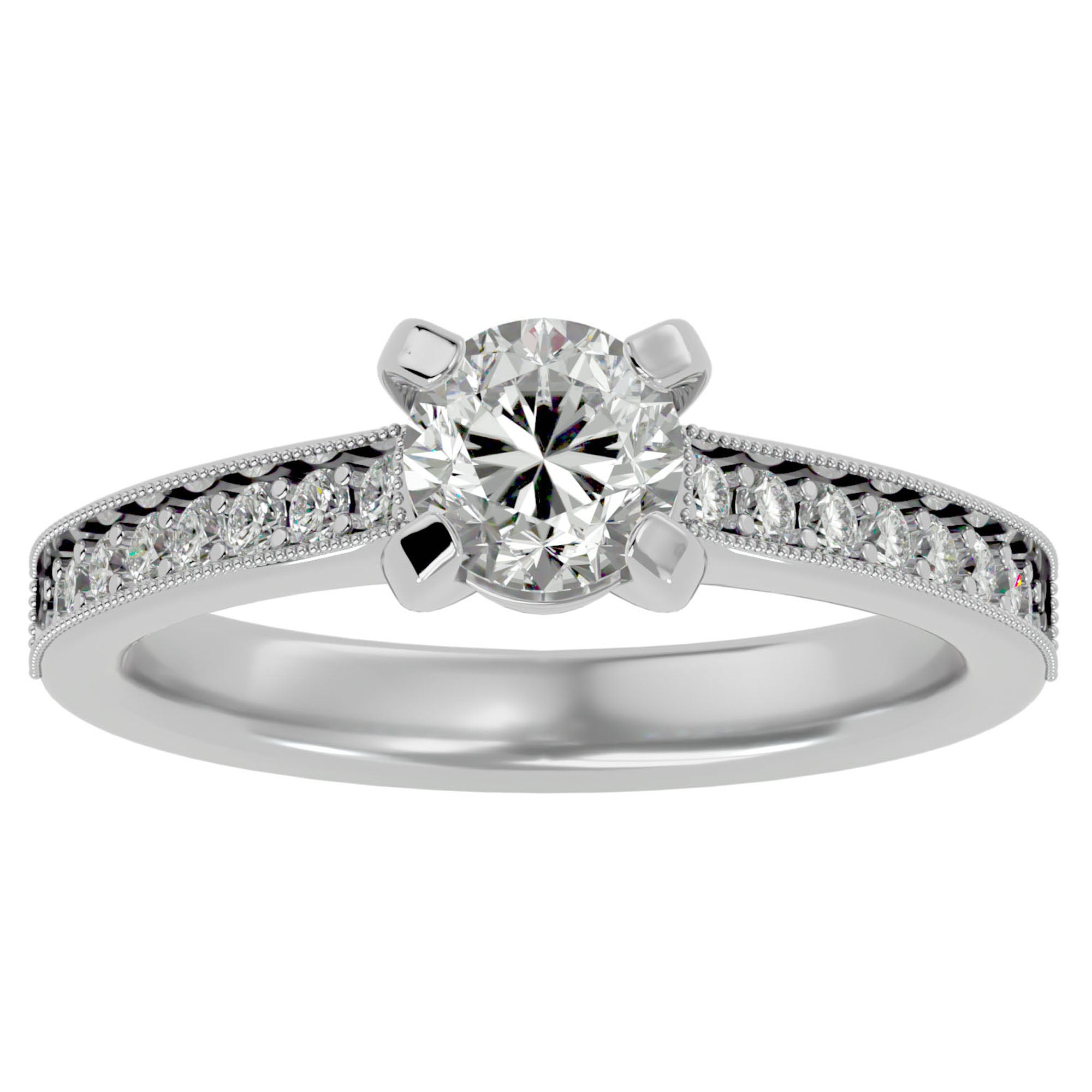 Inel de Logodnă cu Diamante Create în Laborator Solitaire Etern Pavé de 1.10 ct din Platina - Castelo.ro