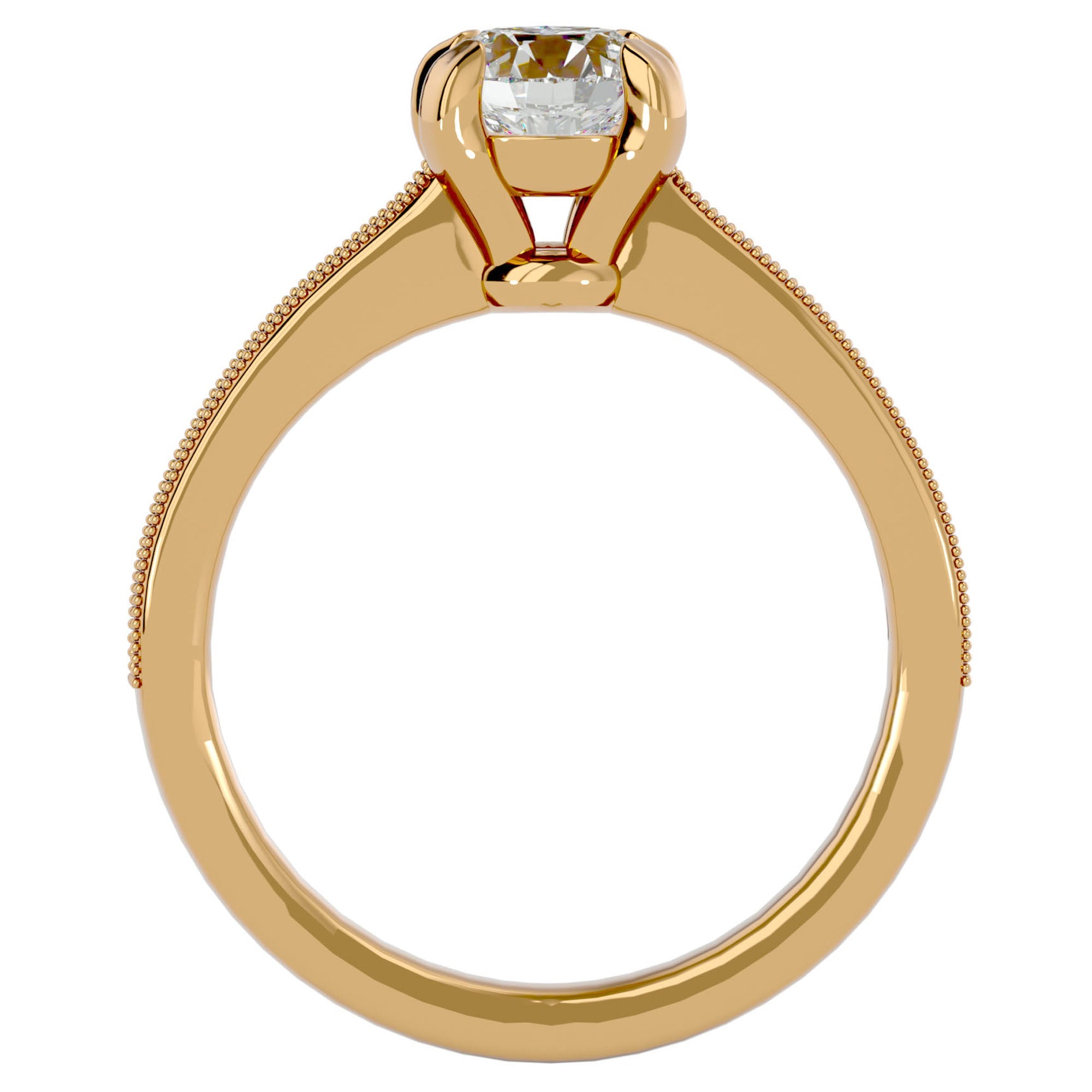 Inel de Logodnă cu Diamante Create în Laborator Solitaire Etern Pavé de 1.10 ct din 18k Aur Galben - Castelo.ro