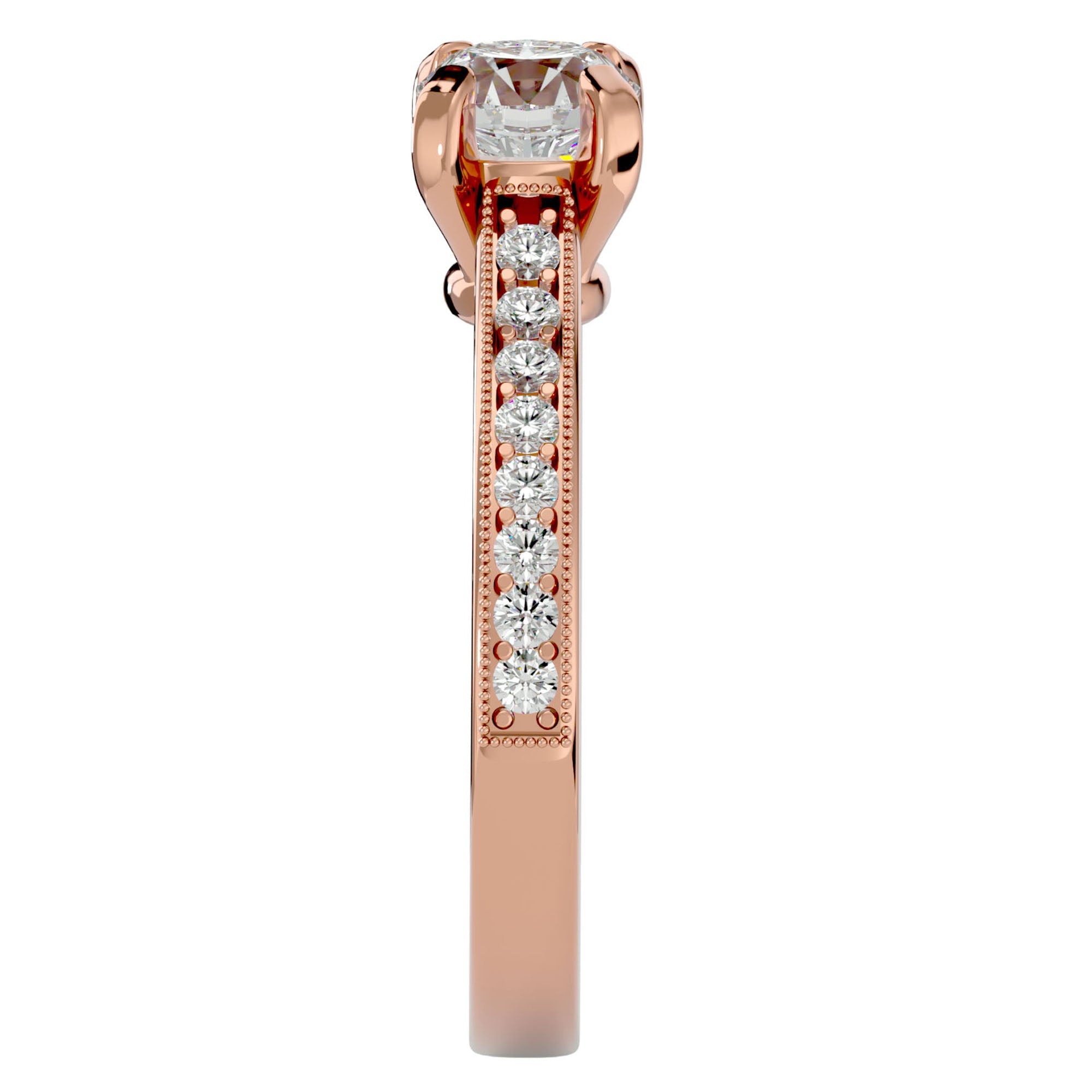 Inel de Logodnă cu Diamante Create în Laborator Solitaire Etern Pavé de 1.10 ct din 18k Aur Galben - Castelo.ro