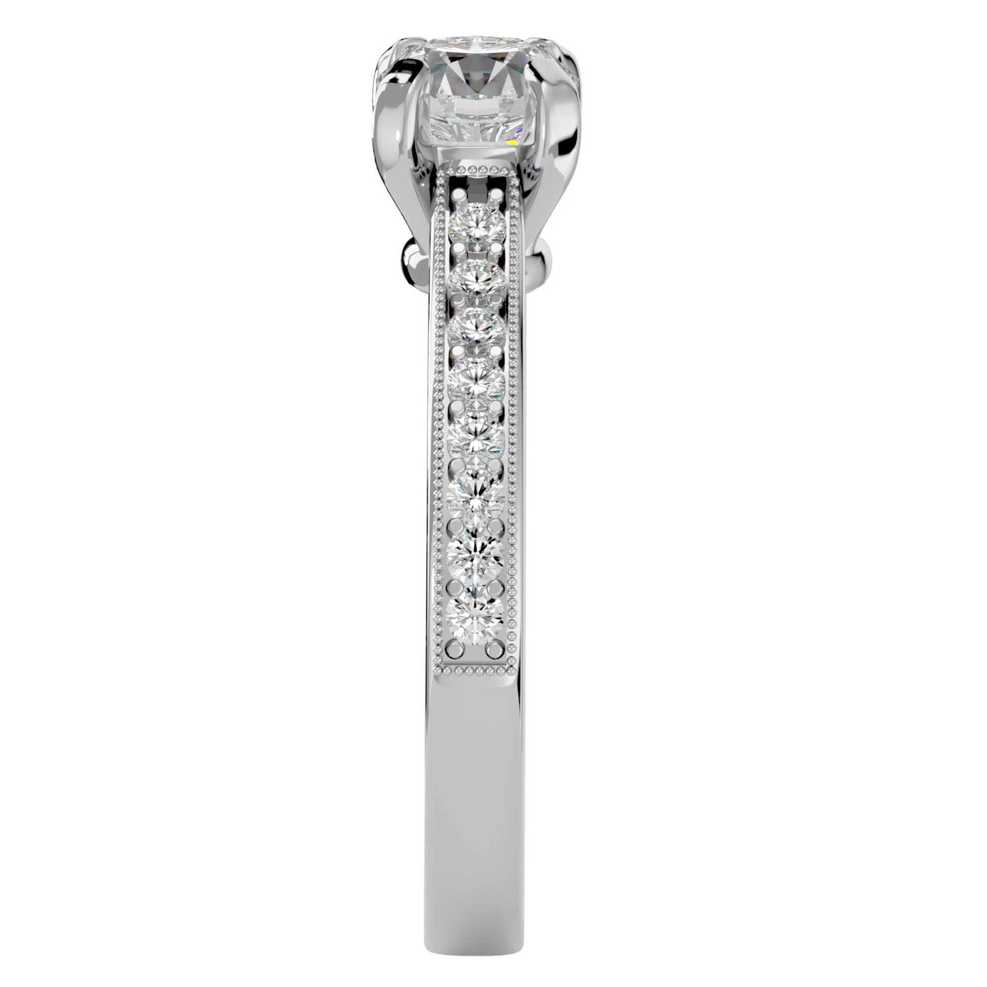 Inel de Logodnă cu Diamante Create în Laborator Solitaire Etern Pavé de 1.10 ct din Platina - Castelo.ro