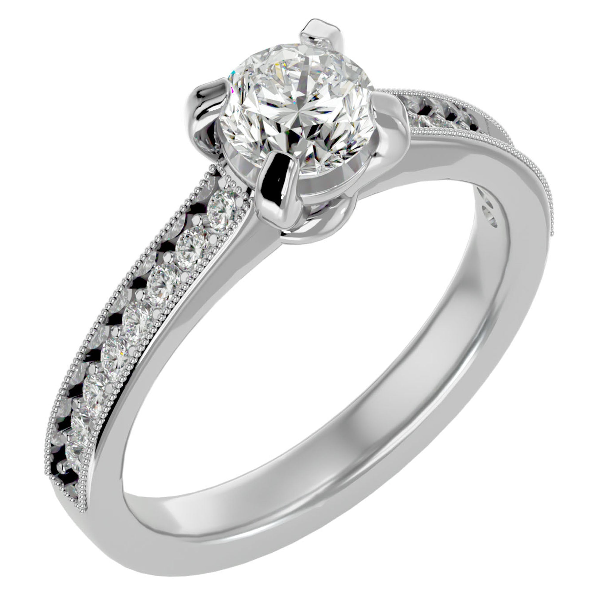 Inel de Logodnă cu Diamante Create în Laborator Solitaire Etern Pavé de 1.10 ct din Platina - Castelo.ro