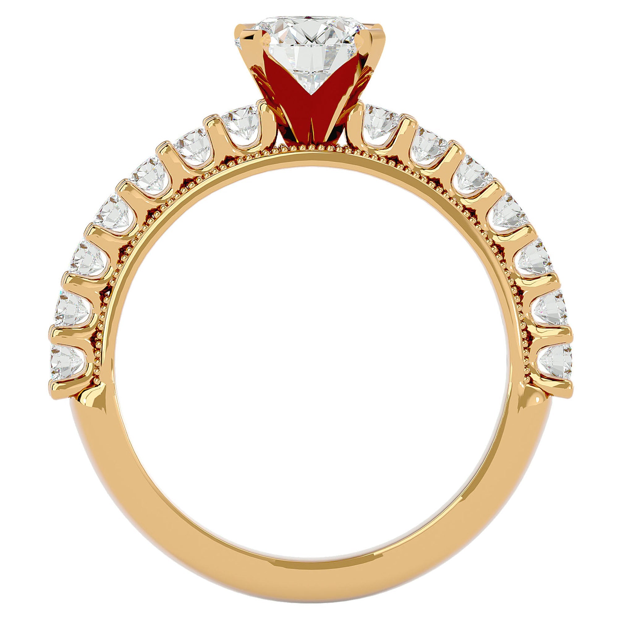 Inel de Logodnă cu Moissanite Solitaire Etern Pavé de 2.53 ct din 18k Aur Galben - Castelo.ro