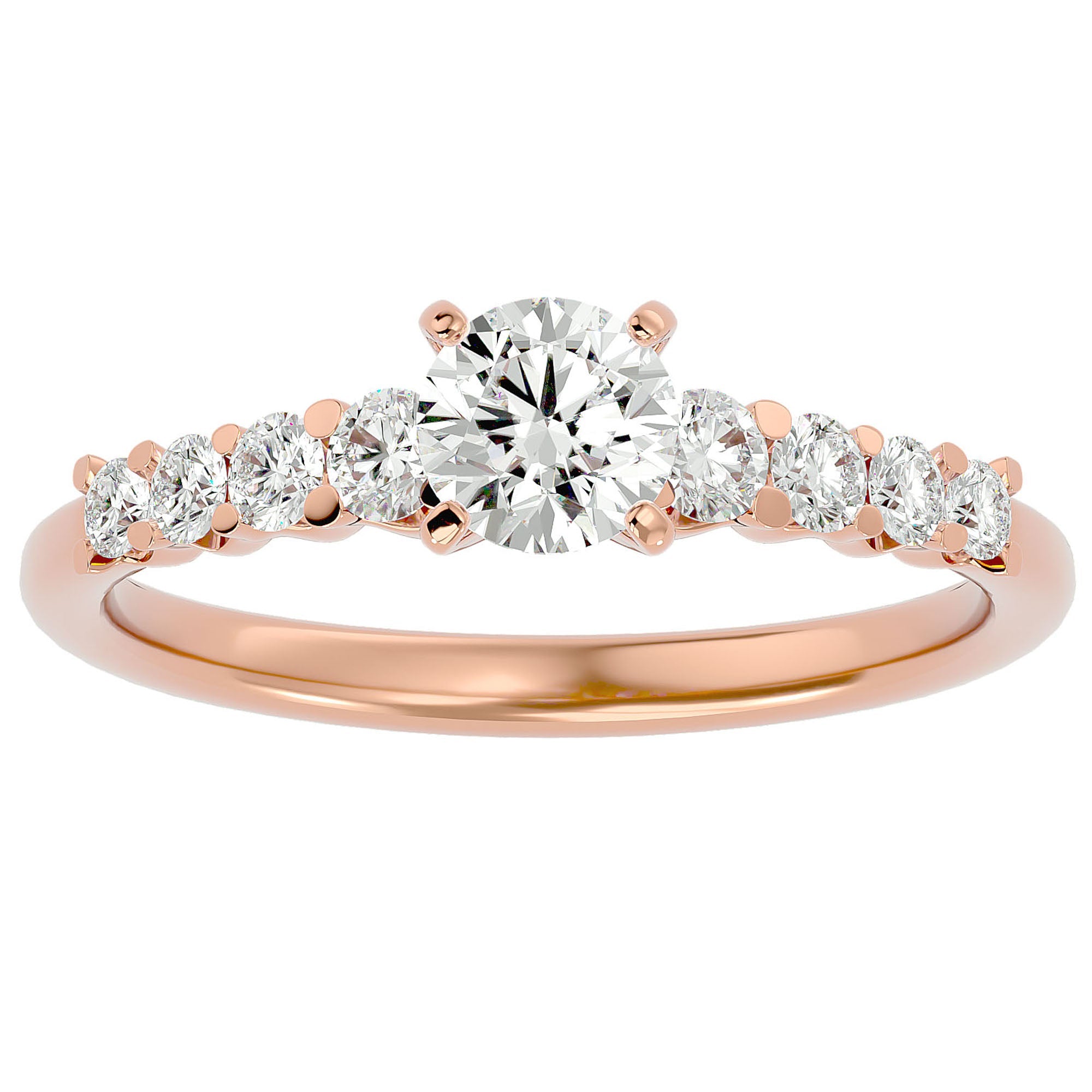 Inel De Logodnă Solitaire Pavé Royal cu Moissanite de 1.10 ct din 18k Aur Roz - Castelo.ro