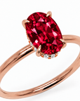 Inel de Logodnă Kensington din Aur 18k cu Rubin Creat în Laborator Oval 12x8 mm și Diamante Create în Laborator din 18k Aur Roz - Castelo.ro