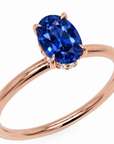 Inel de Logodnă Kensington din Aur 14k cu Safir Creat în Laborator Oval 8x6 mm și Diamante Create în Laborator din 14k Aur Roz - Castelo.ro