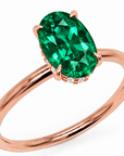 Inel de Logodnă Kensington din Aur 14k cu Smarald Creat în Laborator Oval 10x7 mm și Diamante Create în Laborator din 14k Aur Roz - Castelo.ro